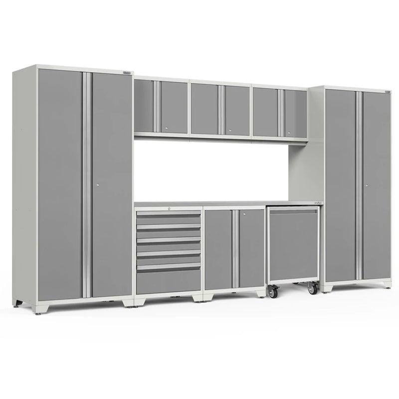 NEWAGE Pro Series 9-Piece Cabinet Set with Wall & Base Cabinets, Tool Drawer, Multi-Function Storage, Lockers & 84