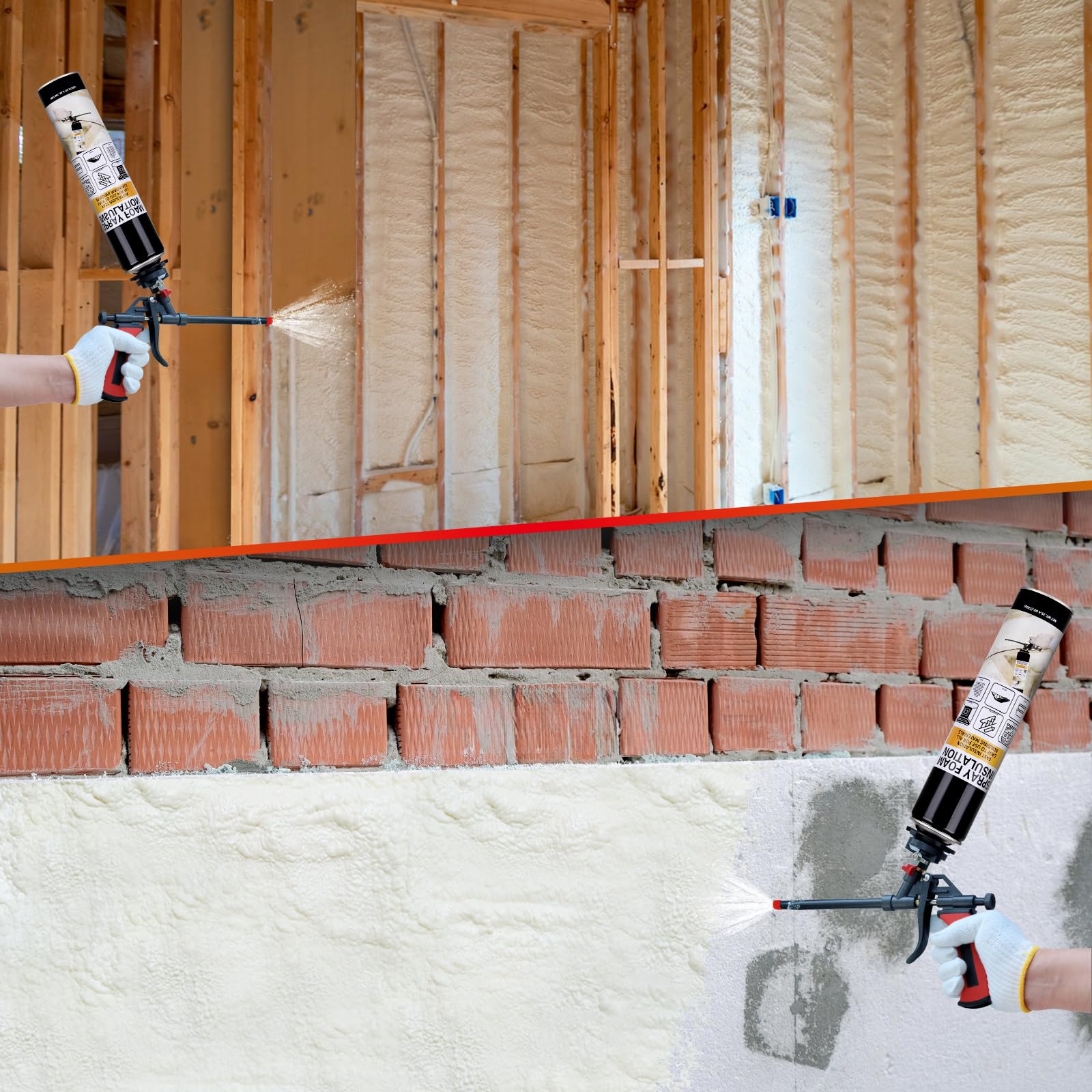 Closed Cell Spray Foam Insulation Kit - 25.4 oz Expanding Sealant for Walls & Attics | Covers 240 Board Feet | Includes Spray Gun & Cleaner (12 Pack) | Perfect for Home Insulation, Soundproofing & Air Sealing Projects
