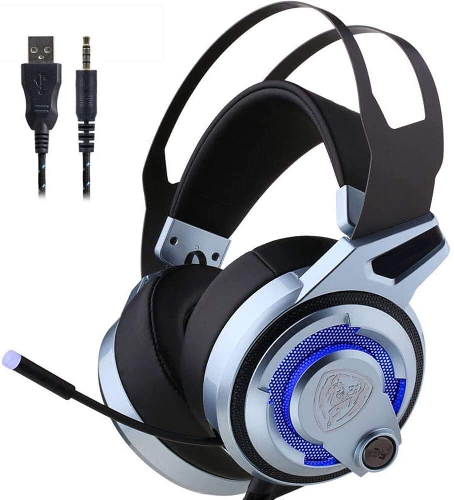 7.1 Channel Bass Stereo Gaming Headphones with Noise Cancelling & Virtual Surround Sound - HD Microphone, RGB LED Lights, USB Plug for PC Gamers - Perfect for Competitive Gaming, Streaming & Online Meetings