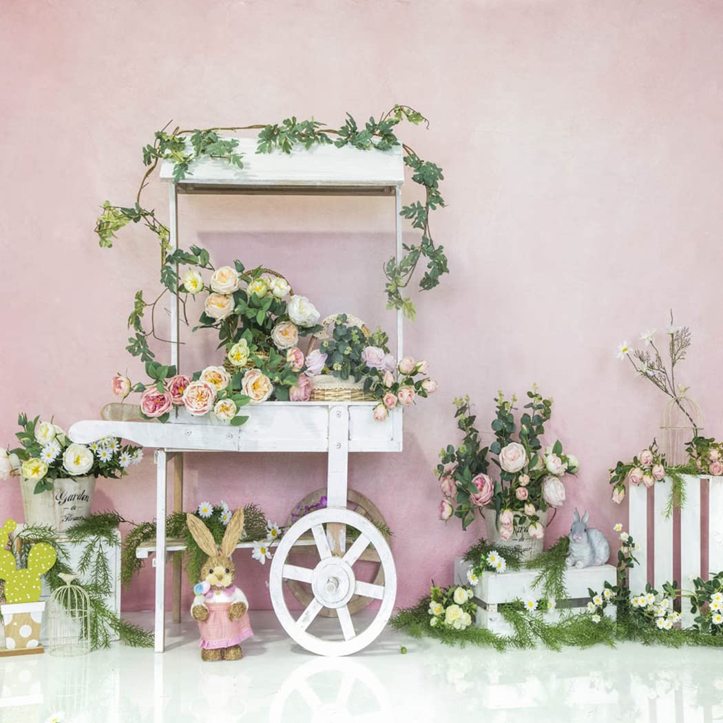 10x10ft Easter Rabbit Photography Backdrop - Spring Garden Pink Rose Background for Cute Bunny Baby Portrait Studio (Girls & Boys) - Perfect for Easter Photos, Baby Showers, Birthday Parties & Spring Themed Events