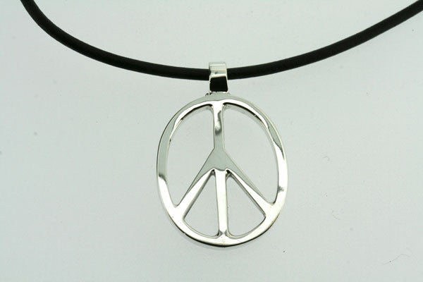 Oval Peace Pendant Necklace on Black Leather Cord - Elegant Spiritual Jewelry for Women, Men - Perfect for Meditation, Yoga, Boho Fashion & Everyday Wear