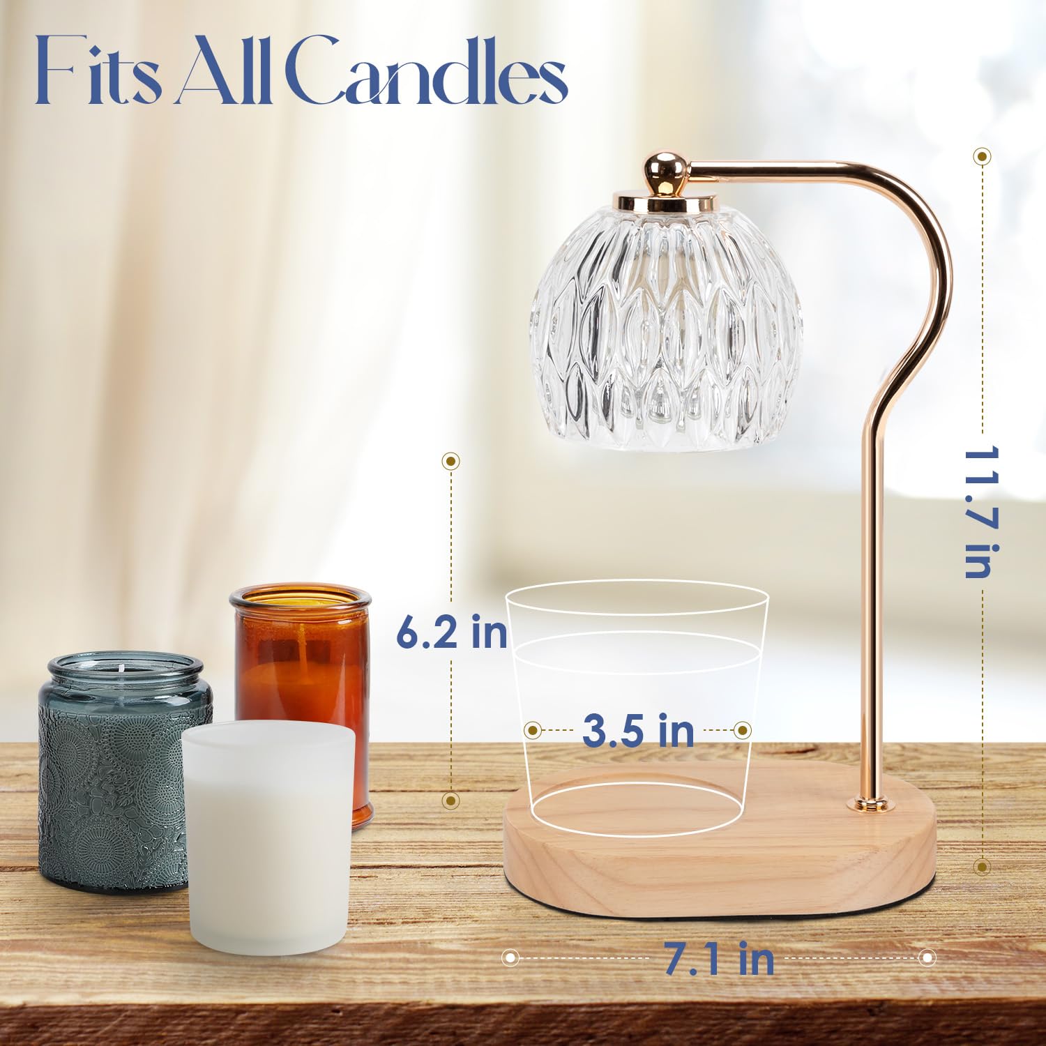 Soilsiu Dimmable Candle Warmer Lamp with Timer - 2 x 50W Bulbs Included for Scented Candles | Home Decor, Winter Gift & Aromatherapy | Perfect for Living Room, Bedroom, Office Relaxation
