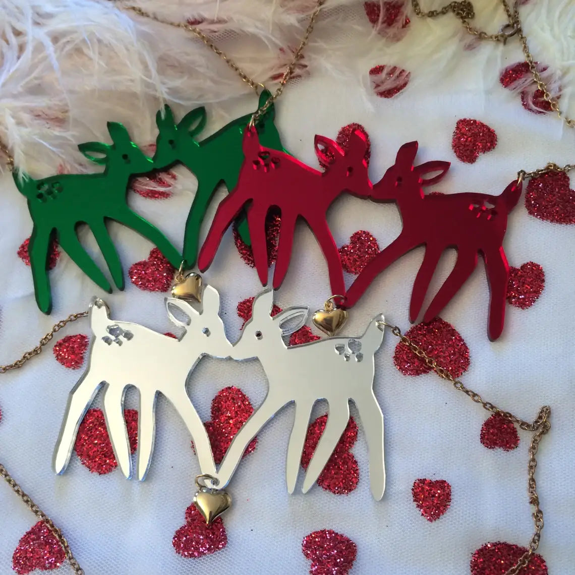 Elegant Christmas Fawns Statement Necklace for Women - Festive Holiday Jewelry Gift for Christmas Party & Special Occasions