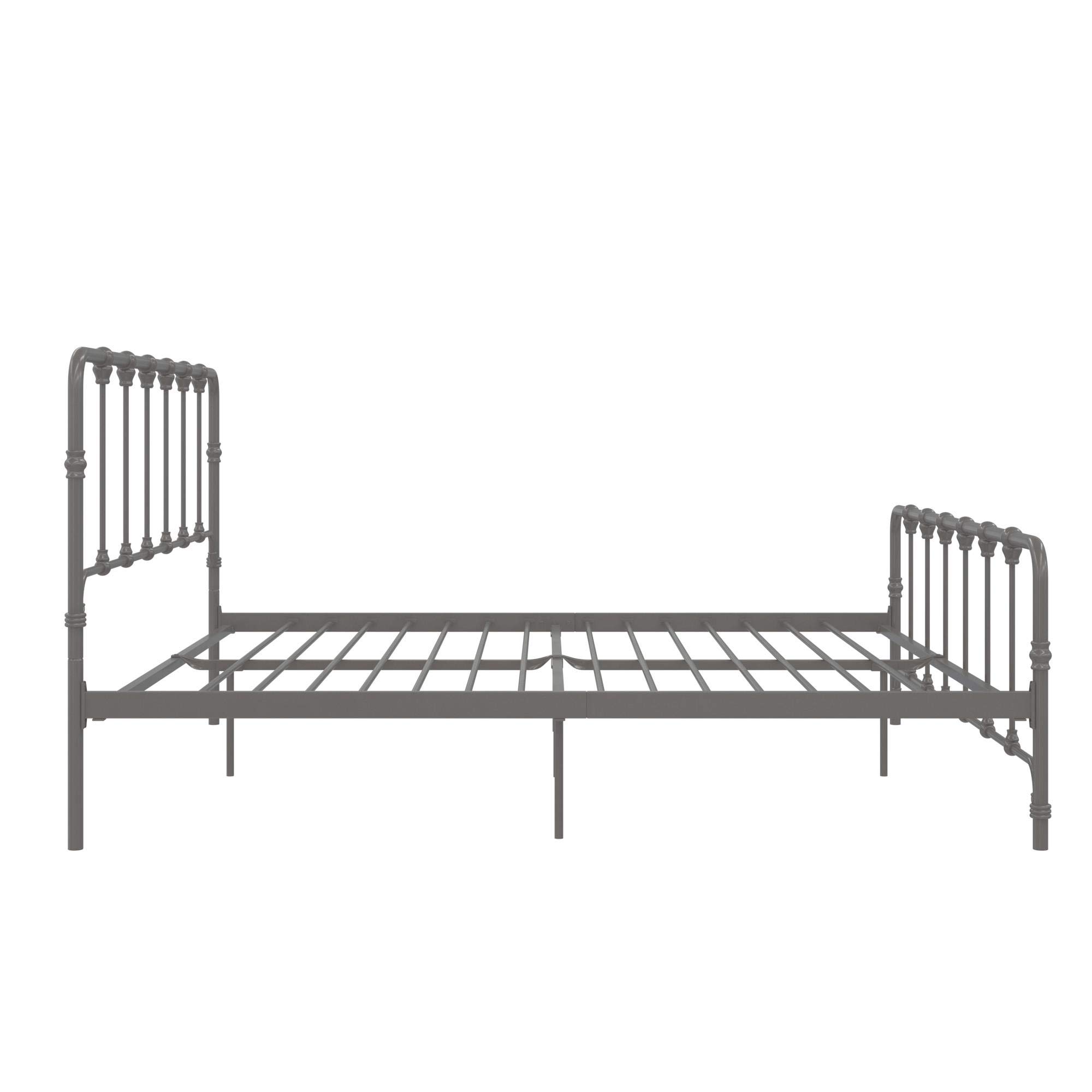 LikeHome Lida Farmhouse Metal Bed Frame with Under Bed Storage - King Size in Gunmetal Grey | Sturdy Platform Bed for Master Bedroom, Guest Room & Dormitory