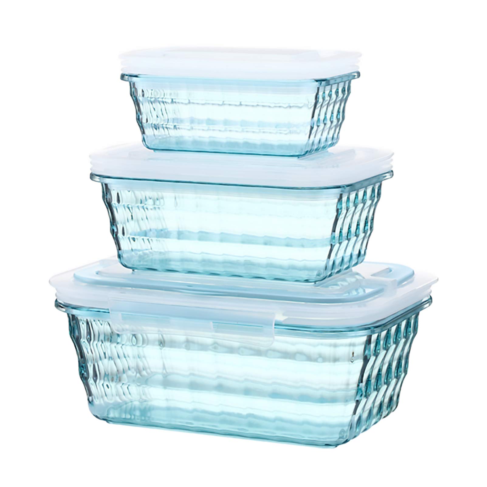 Airtight Food Storage Containers with Lids - 3-Piece Plastic Meal Prep Set for Lunch, Snacks, Fruits & Vegetables | Pantry Organizer (Blue) - Perfect for Home, Office & Picnics