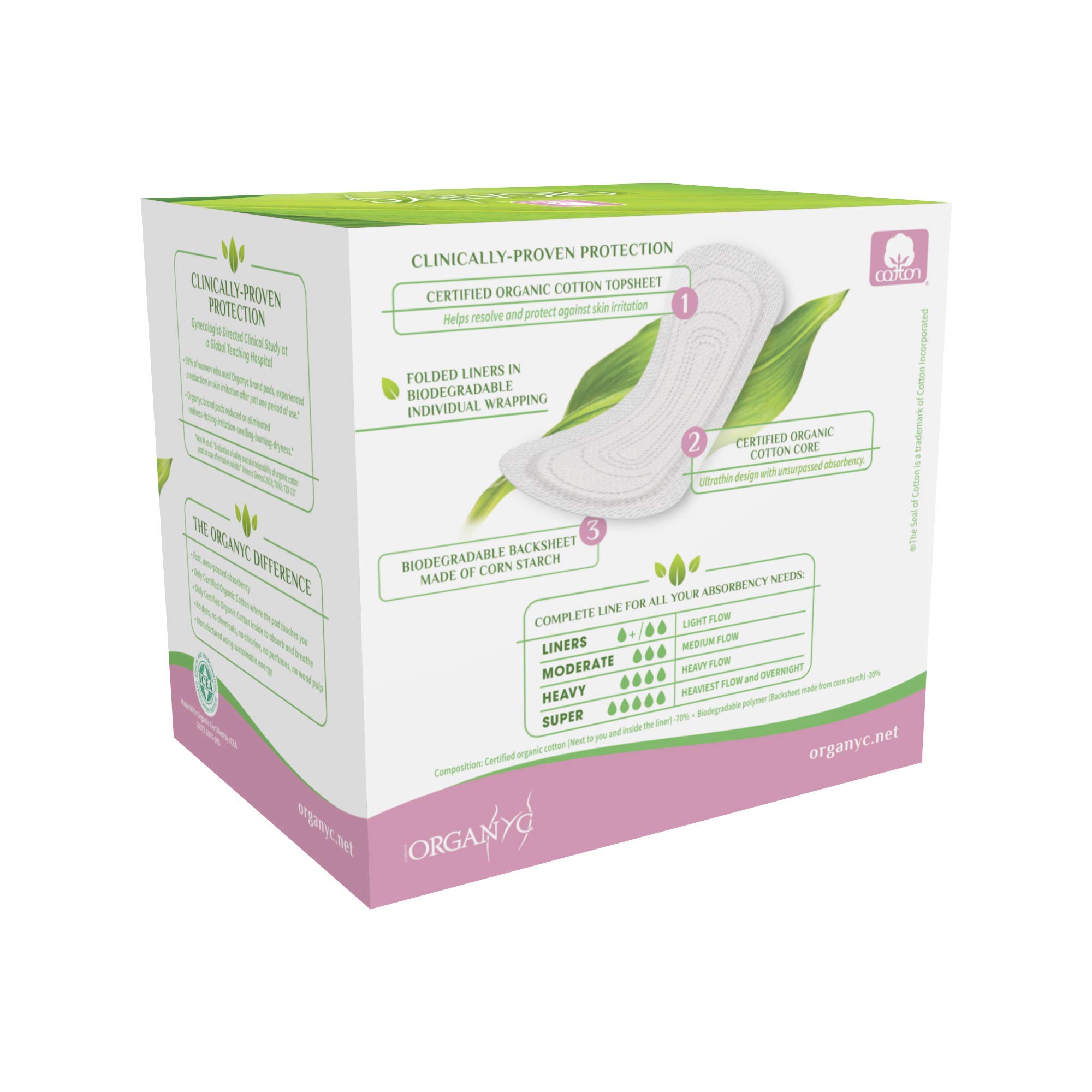 ORGANYC Hypoallergenic 100% Organic Cotton Panty Liners - 48 Count (2 Pack of 24) | Ultra Thin & Breathable for Daily Protection | Perfect for Sensitive Skin & Eco-Friendly Lifestyle