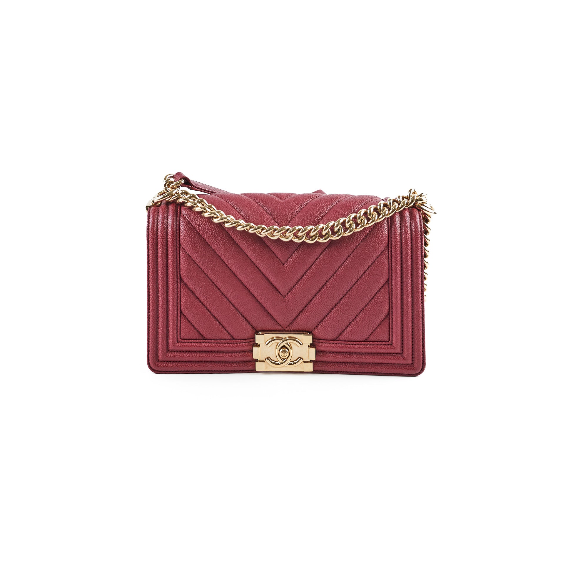 Chanel Caviar Leather Old Medium Boy Bag in Burgundy - Luxury Crossbody Purse for Women, Perfect for Date Nights & Special Occasions
