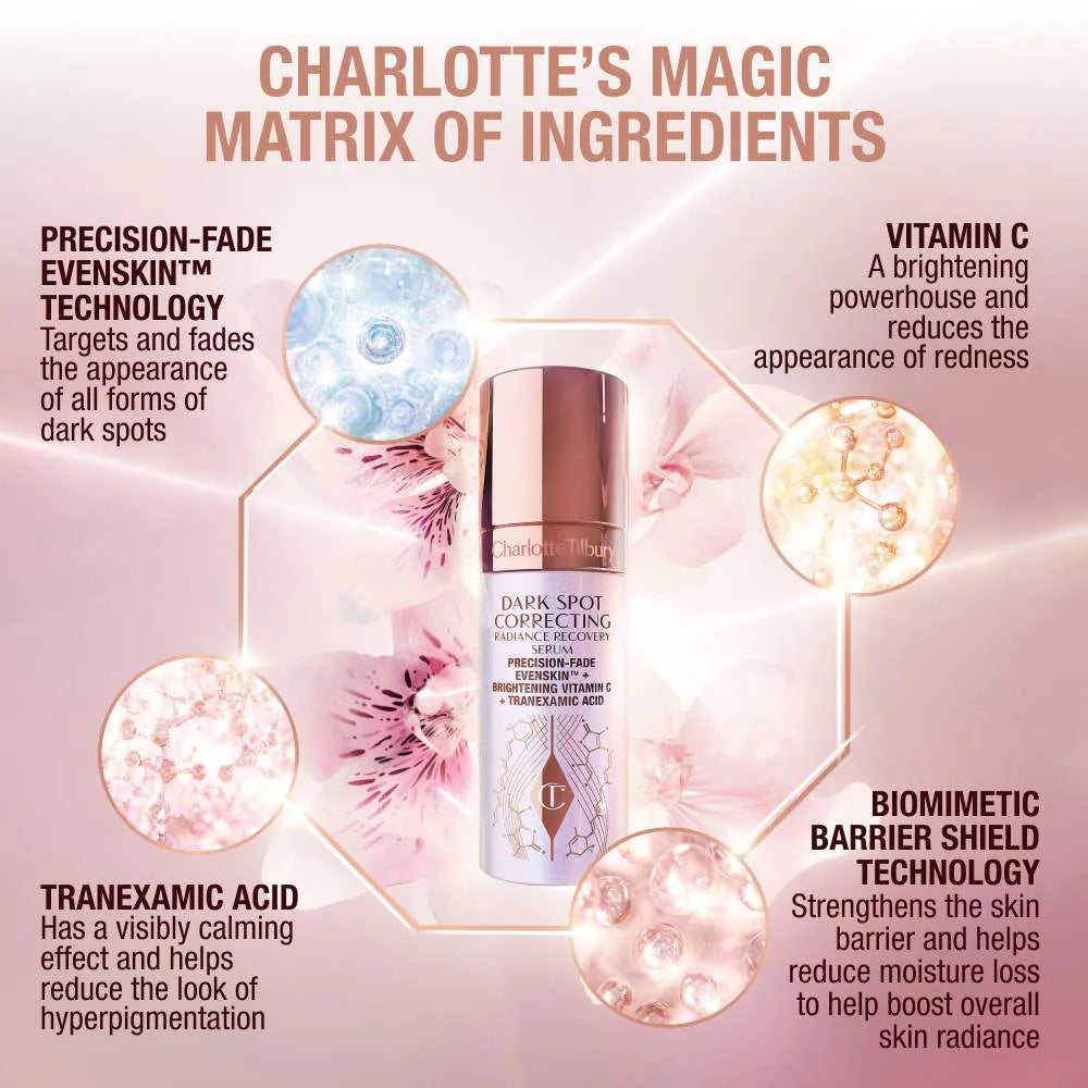 Charlotte Tilbury Dark Spot Correcting Radiance Recovery Serum 30ml - Brightening Face Serum for Hyperpigmentation & Uneven Skin Tone - New in Box - Perfect for Nighttime Skincare Routine & Daily Glow Boost