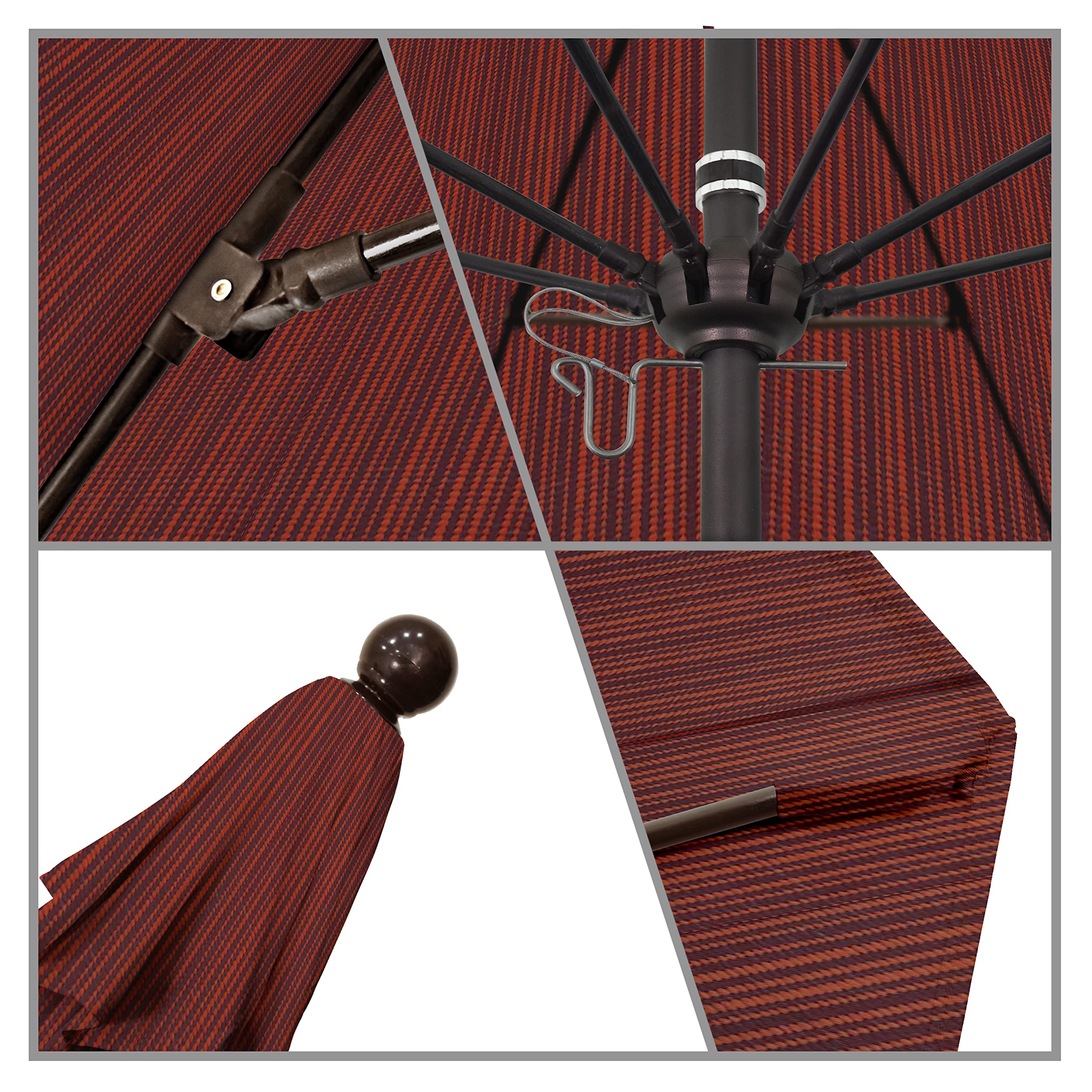 9' Round California Umbrella with Aluminum/Fiberglass Frame & Bronze Pole - Push Open Patio Umbrella for Outdoor Dining, Poolside Lounging, and Backyard Relaxation | Olefin Terrace Adobe Fabric