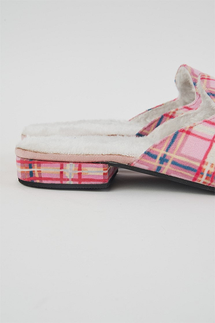 Nathalie Lété Check Pattern Slippers - Cozy House Shoes for Women, Indoor/Outdoor Comfortable Slides - Perfect for Home, Lounge, and Backyard Relaxation