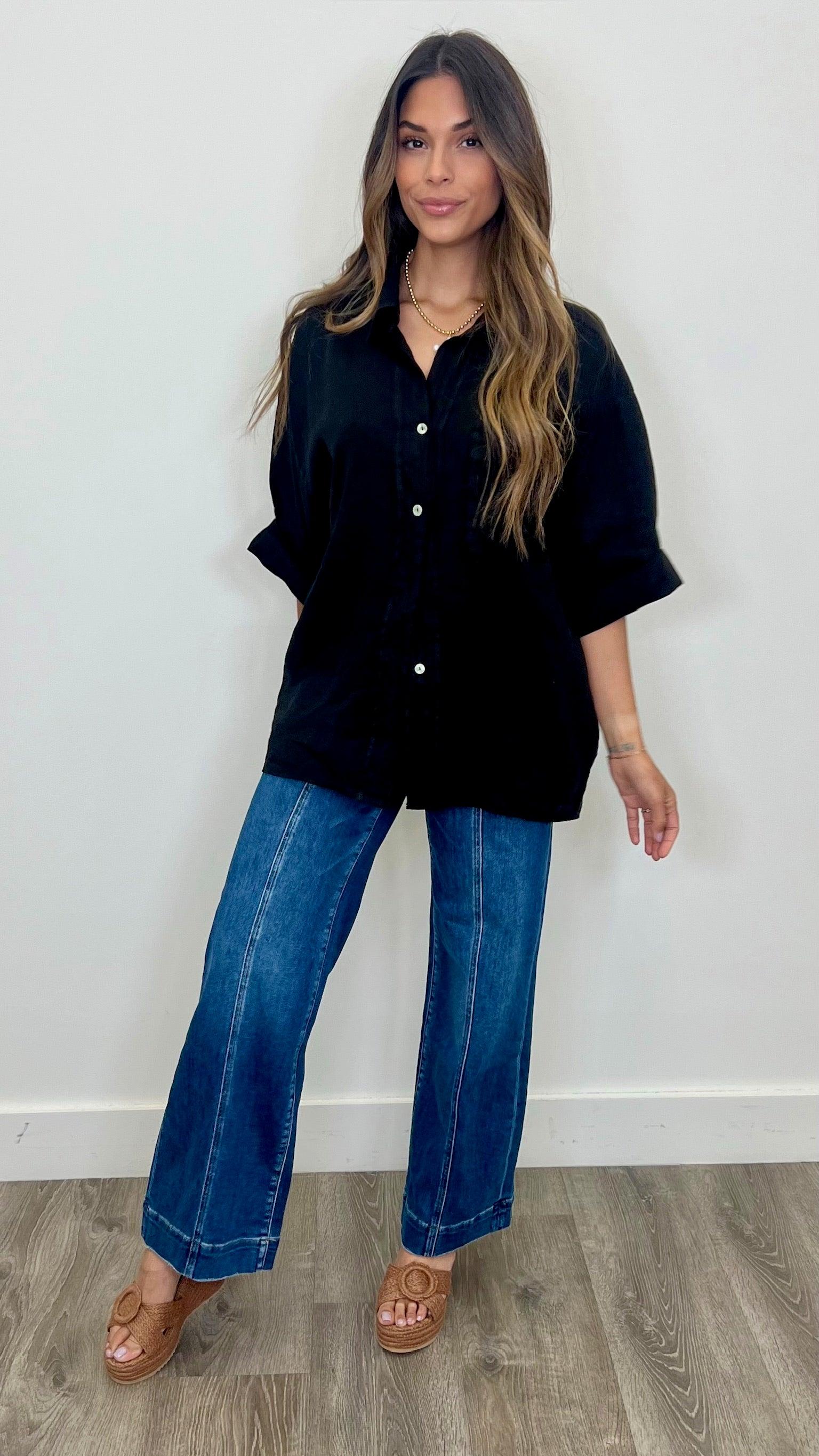Serafina Women's Linen Button Up Shirt - Breathable Casual Blouse for Summer, Office & Vacation Wear