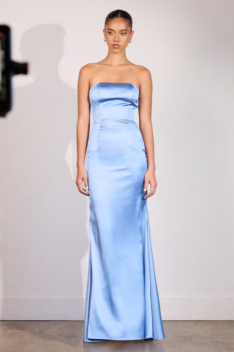 Brynn Maxi Dress - Strapless Fitted Satin Formal Gown for Women | Perfect for Weddings, Prom, Evening Parties & Special Occasions