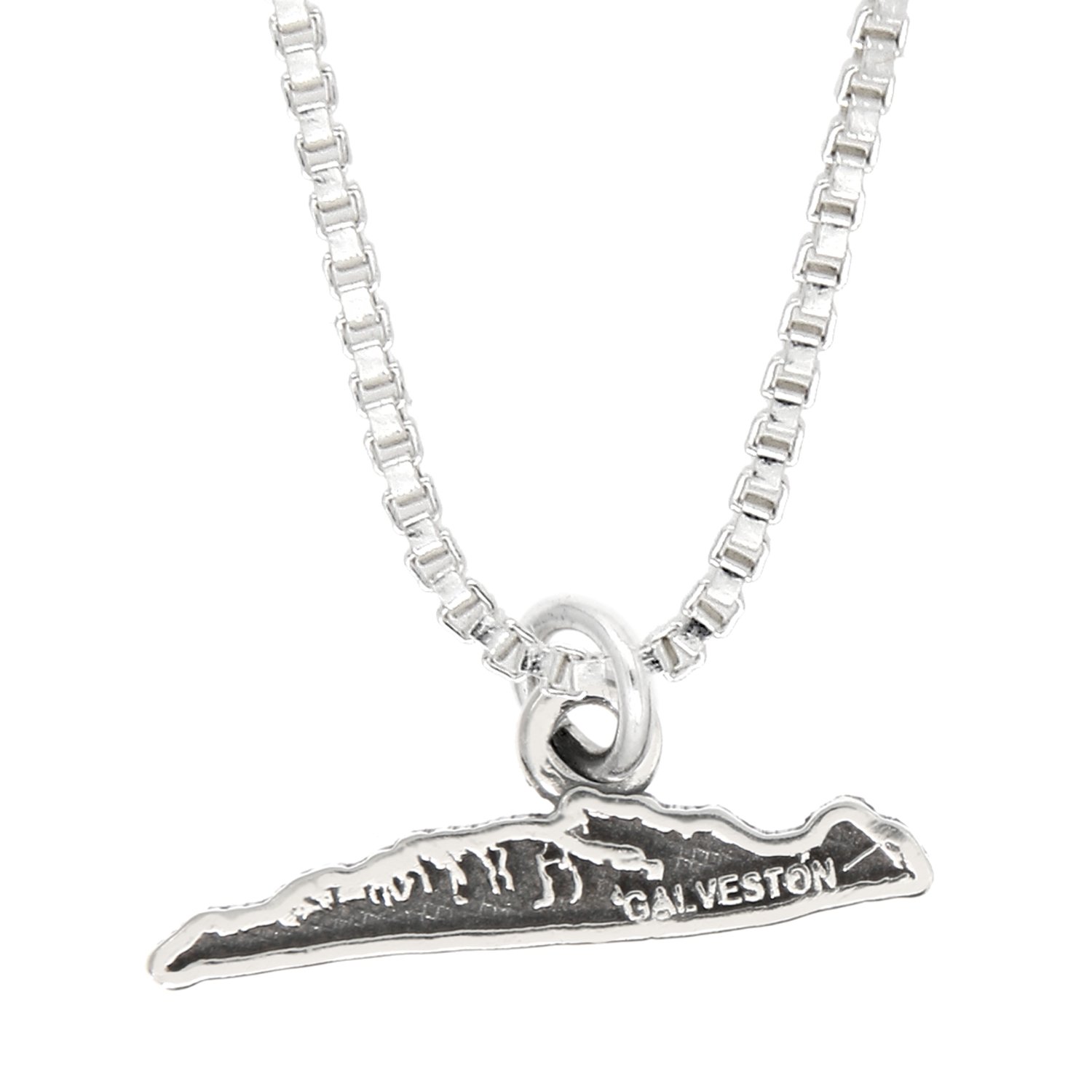 Sterling Silver Texas Charm Necklace - Galveston Island Style for Travelers