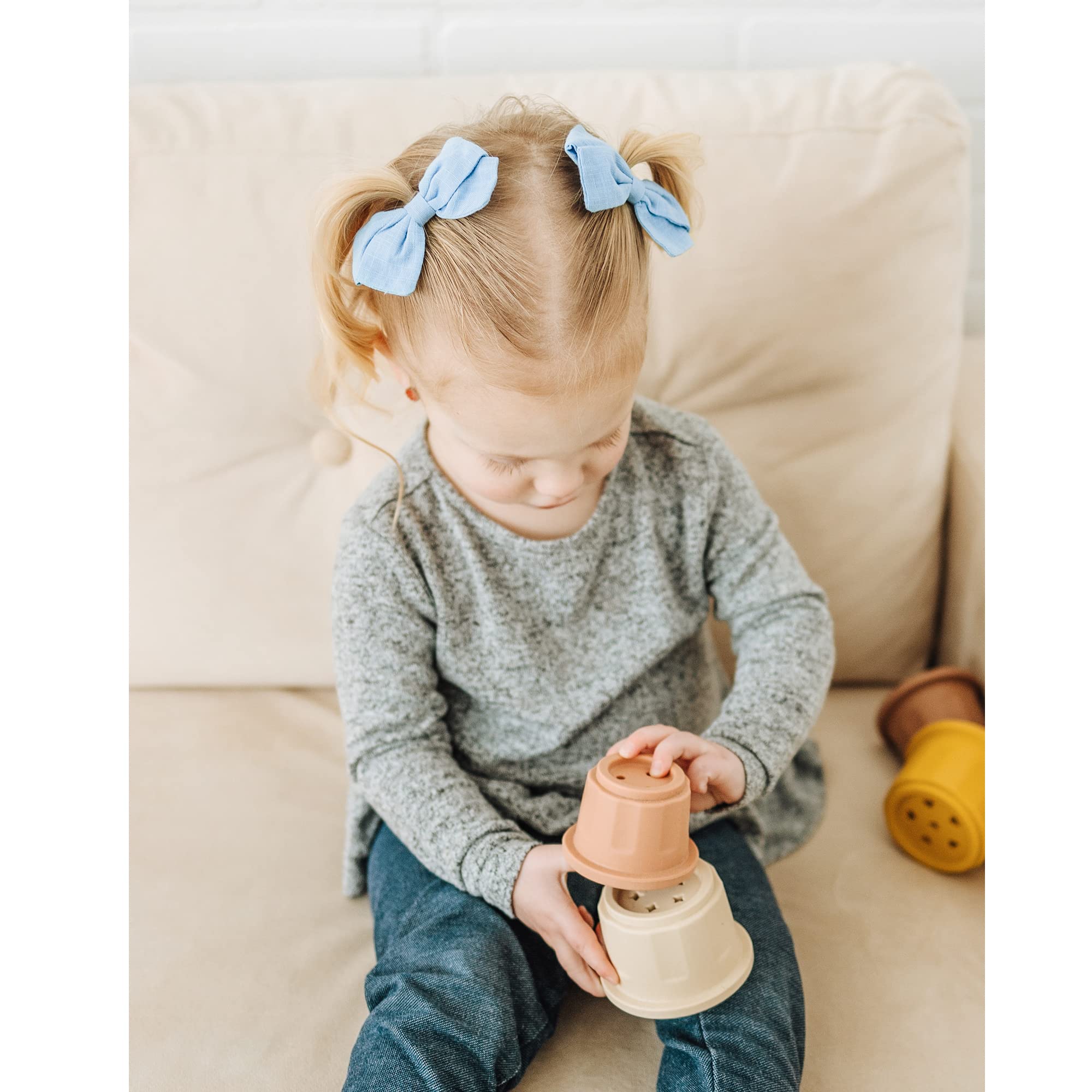 Prohouse 40 PCS Non-Slip Baby Hair Clips for Girls - Soft Lined Hair Bows & Barrettes for Infants, Toddlers & Kids (20 Pairs) | Perfect for Daily Wear, Parties & Special Occasions