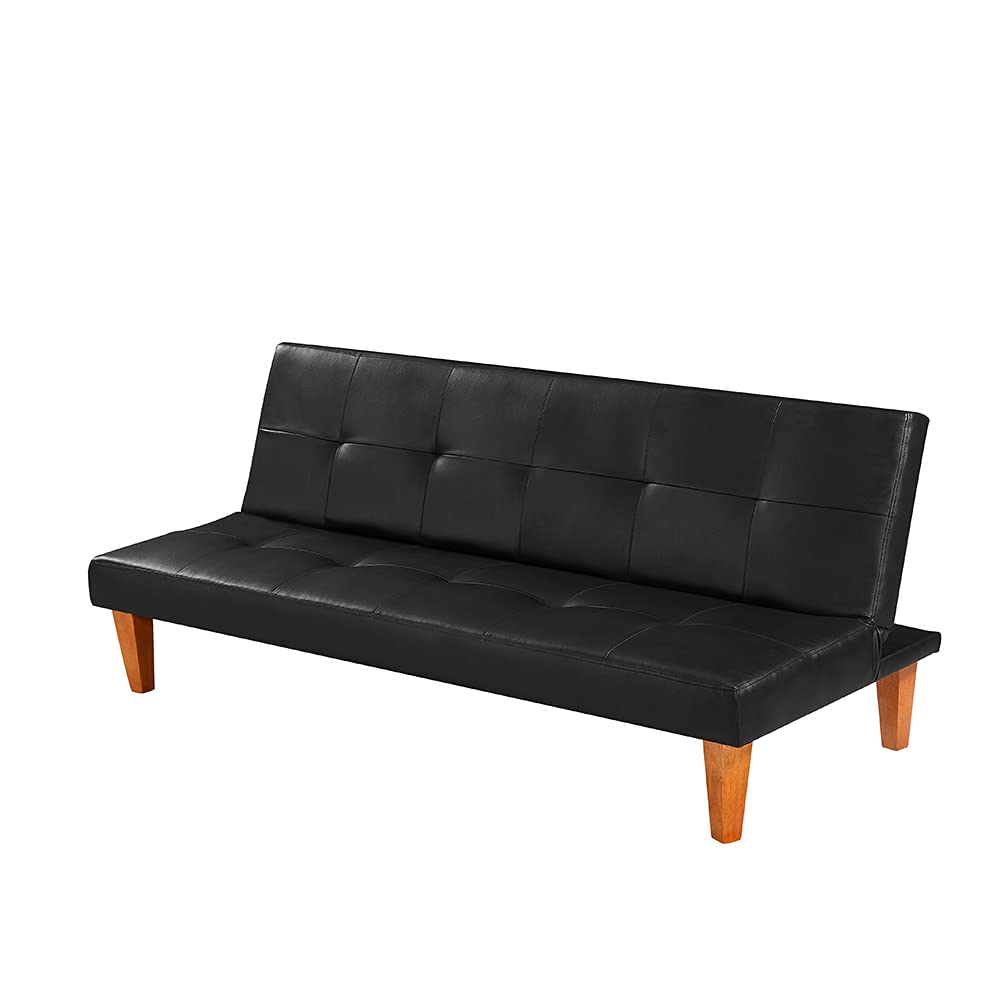 PU Leather Sofa Bed Couch - Convertible Folding Futon Sleeper with Recliner for Living Room | Space-Saving Guest Bed & Lounge Chair for Small Apartments
