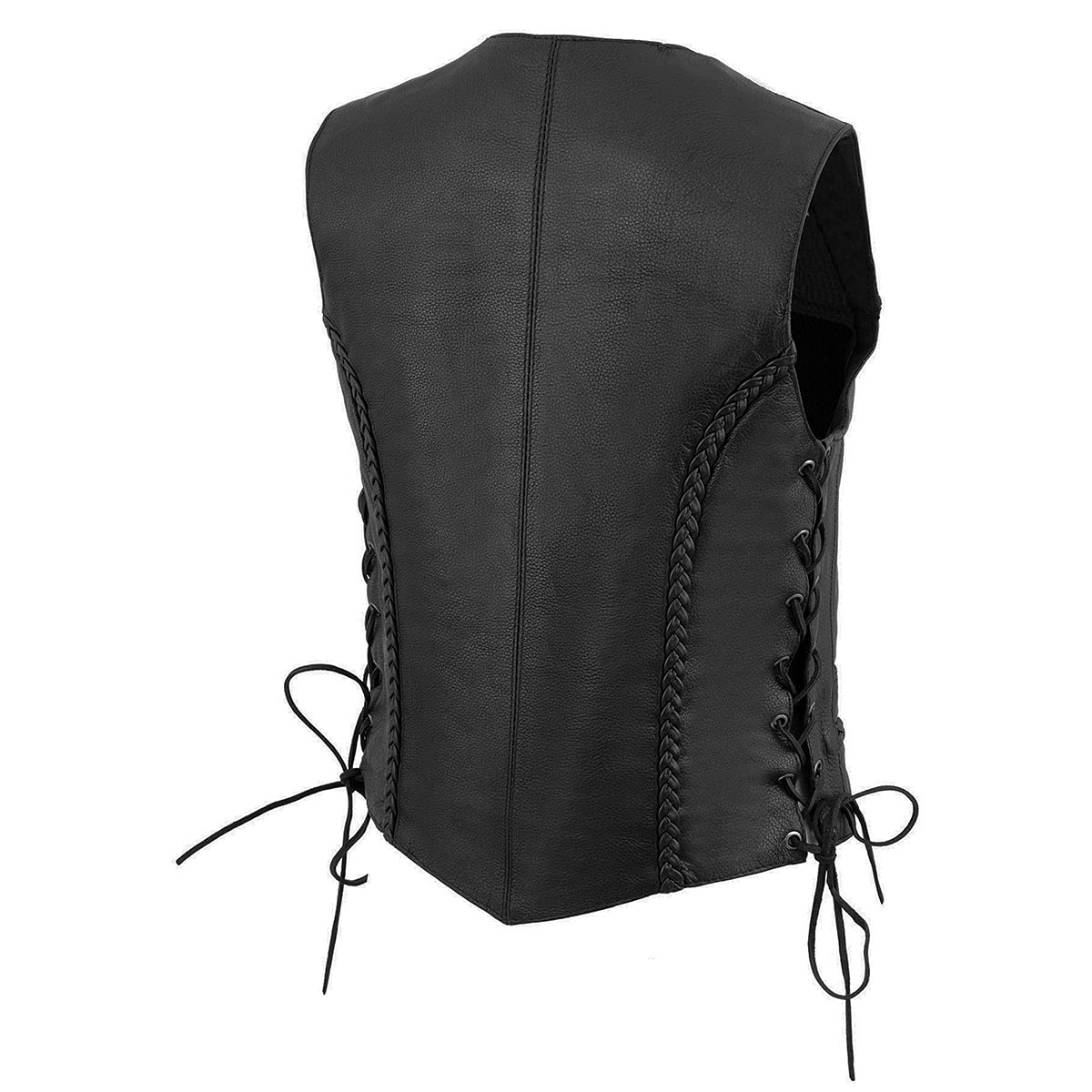 Milwaukee Women's Braided Side Lace Leather Vest - Stylish Fashion Vest for Women - Perfect for Casual Outfits, Parties, and Layering