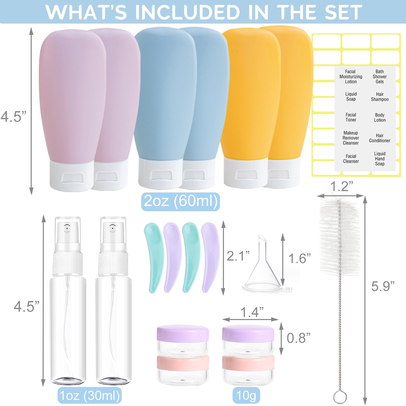 20 Pack TSA Approved Leak Proof Travel Bottles Set - Refillable Toiletry Containers for Shampoo, Conditioner & Lotion (Multi-color) | Perfect for Air Travel, Camping & Gym Essentials