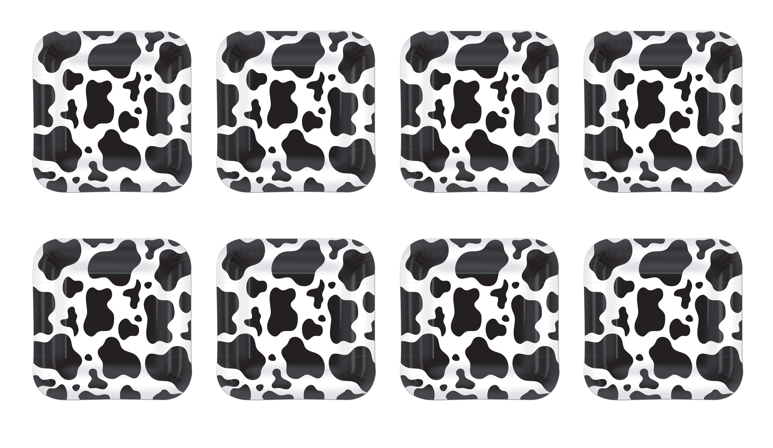 Beistle Cow Print Paper Plates - 8 Pack Disposable Party Plates for Birthday, BBQ, Picnic & Farm Theme Decorations
