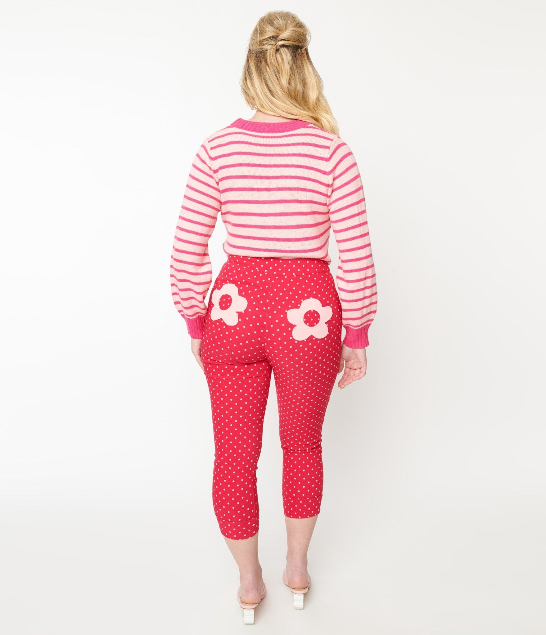 Smak Parlour Hot Pink Pin Dot Daisy Pocket Capri Pants - Stylish & Comfortable Women's Capris for Casual Wear, Work & Outdoor Activities