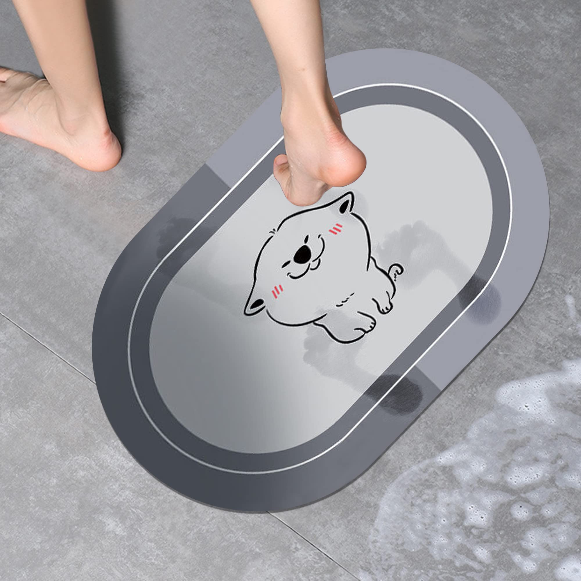 SANMADROLA Soft Non-Slip Bath Mat - Super Absorbent Quick-Dry Bathroom Rug with Anti-Skid Backing, Thick Plush Oval Bath Mat 17