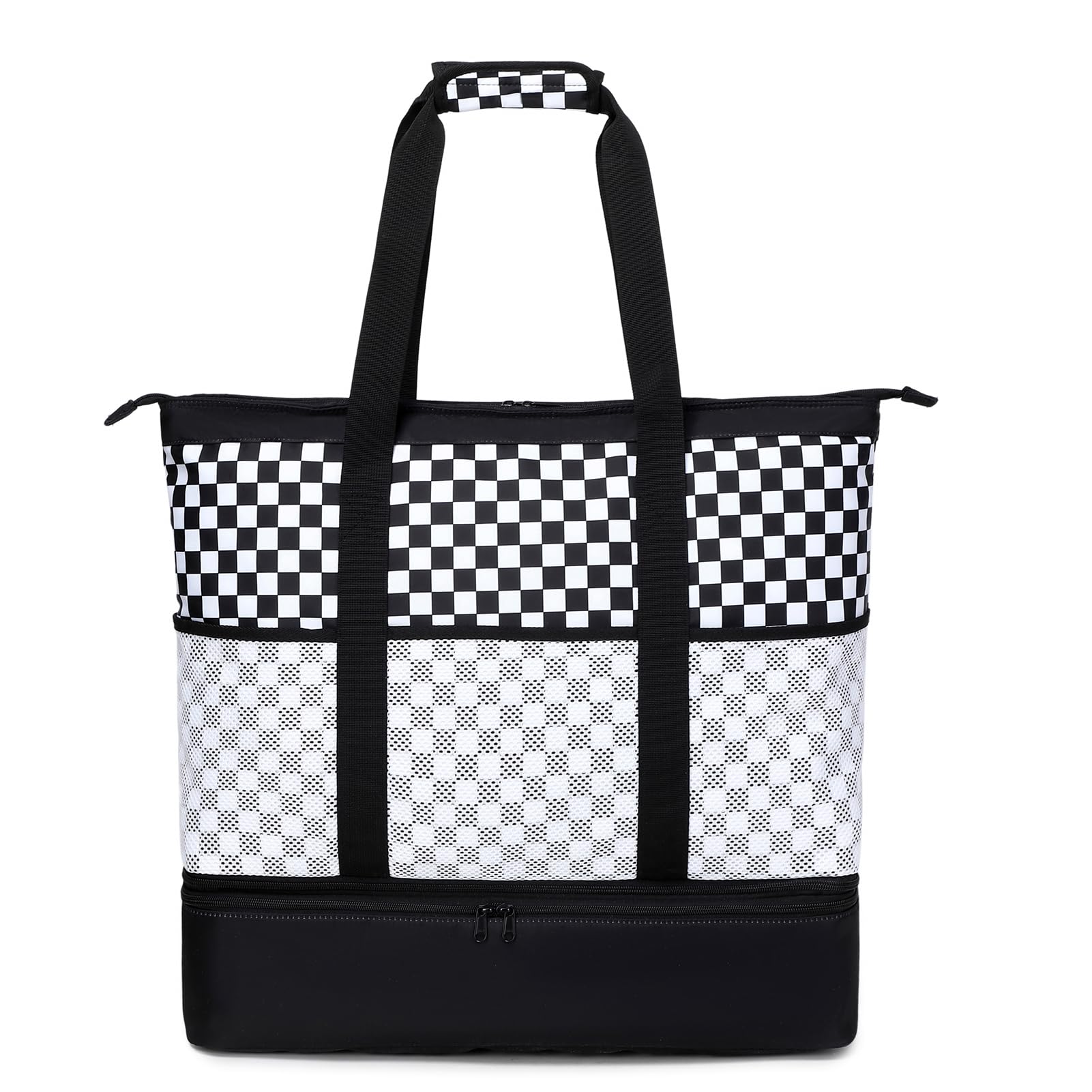 Octsky Waterproof Beach Tote Bag with Built-in Cooler - Large Sandproof Zippered Pool Bag with 9 Pockets for Women | Perfect for Beach Trips, Pool Parties & Summer Vacations