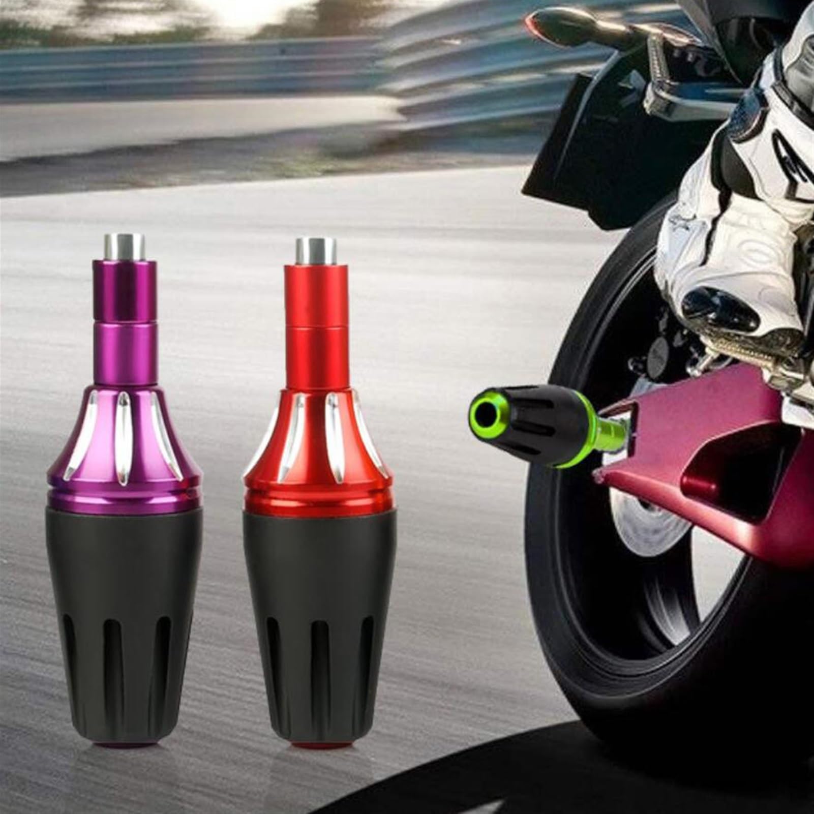 8mm Motorcycle Frame Sliders M8 Crash Protector Bar - Green Anti-Falling Engine Protection Stick for Motorbike Safety, Ideal for Street and Track Riding