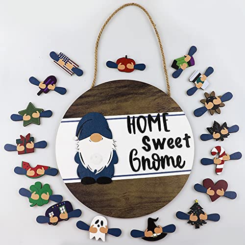 Adarl Wooden House Decorations - Rustic Dwarf Magnetic Stickers & Circular Hanging Boards for Home, Garden & Office Decor | Perfect for Christmas, Halloween & Seasonal Displays