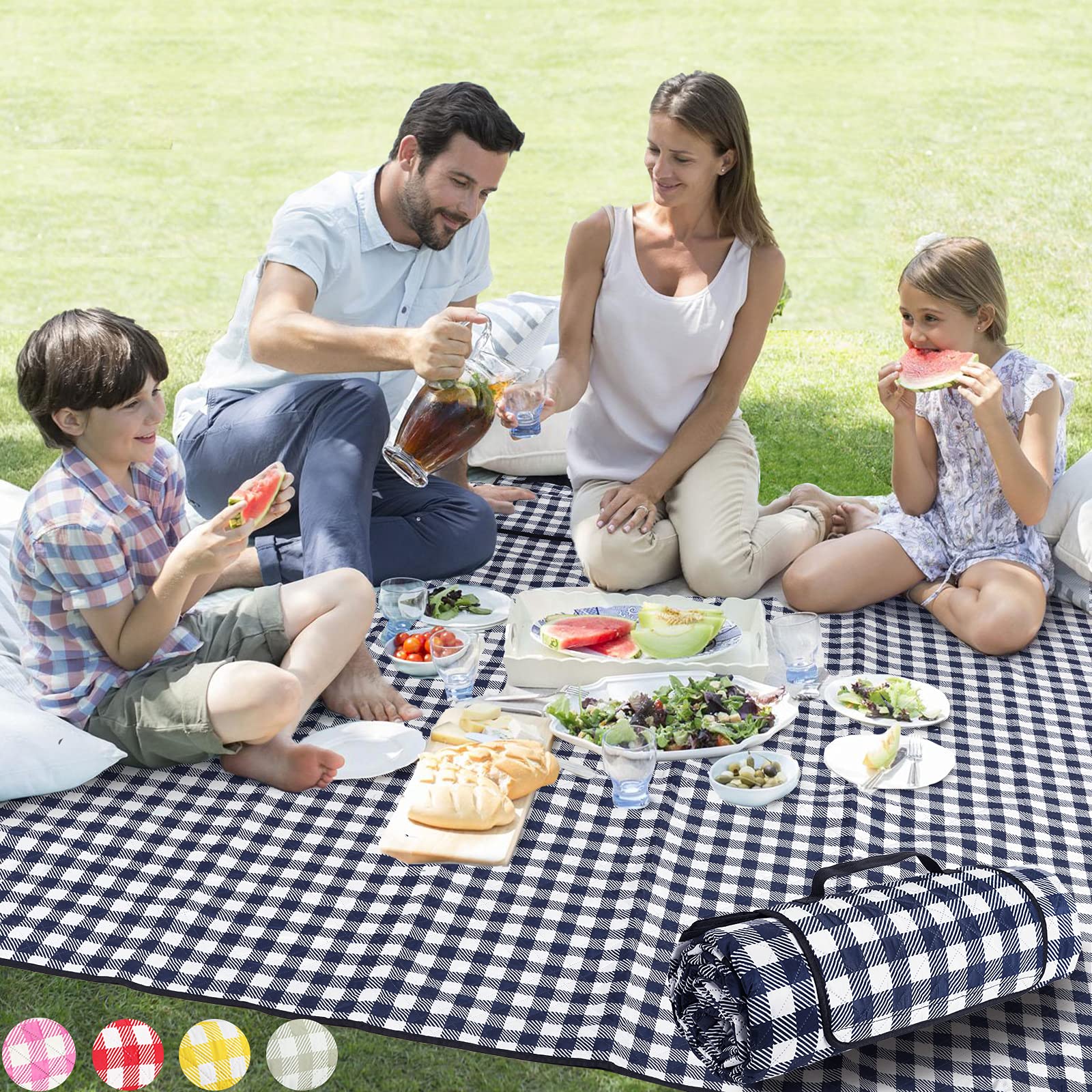 ZAZE Waterproof Extra Large Picnic Blanket - Foldable Beach Blanket for Outdoor, Camping & Park (5 Color Options) - Perfect for Beach Days, Picnics, Concerts and Backyard Gatherings