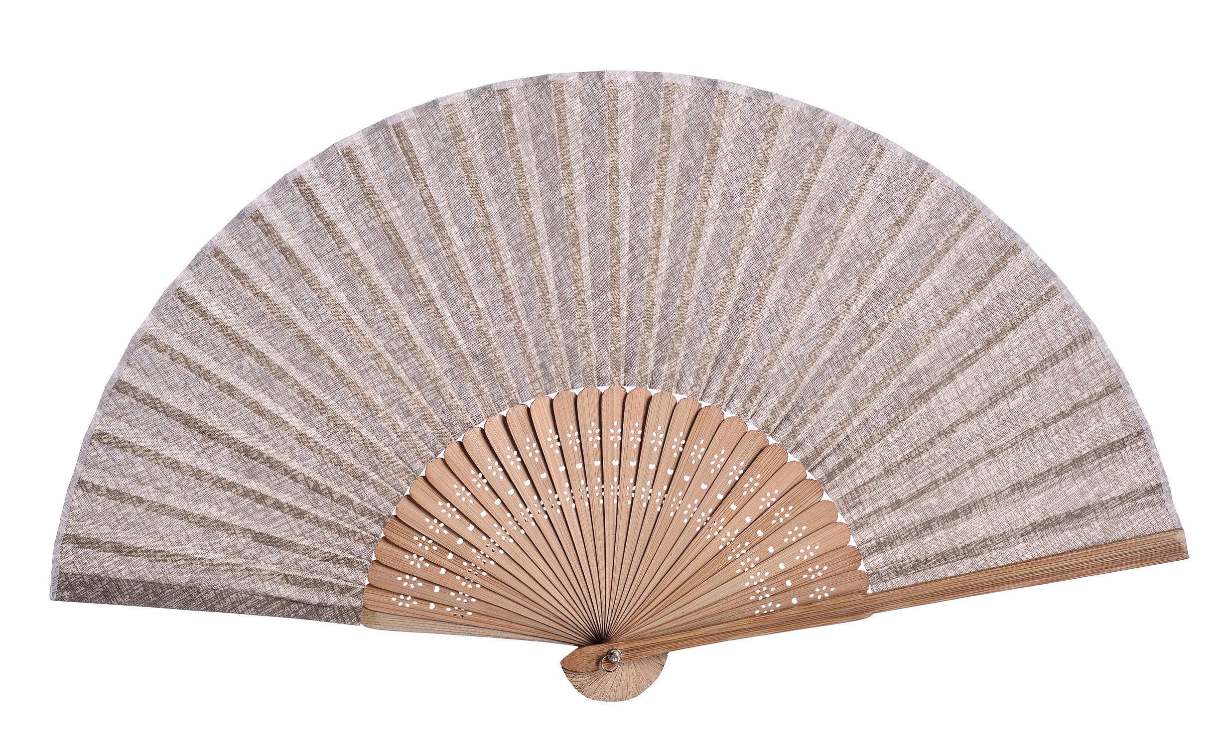 Elegant Printed Fabric Hand Fan - Coffee Design | Portable Cooling Fan for Outdoor, Travel & Home Use