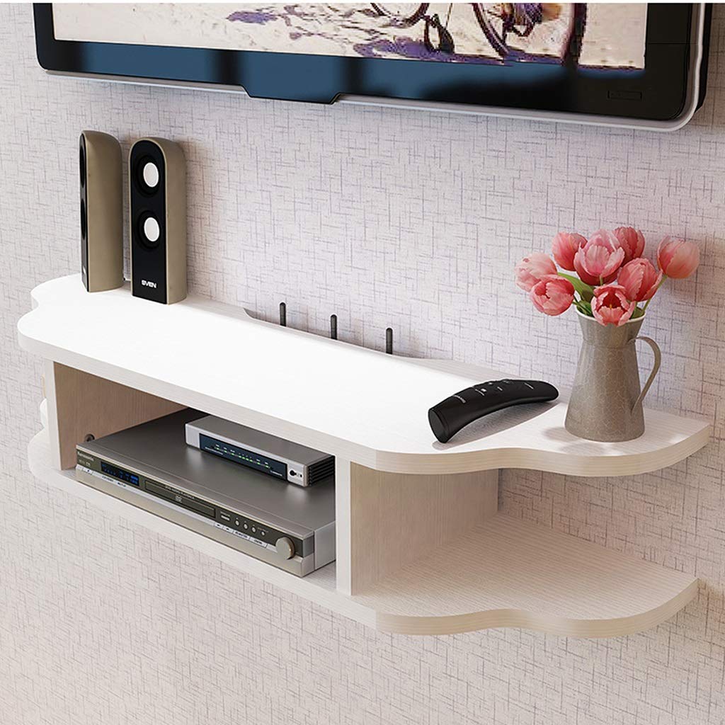 Wall-Mounted Floating TV Stand with Open Storage Shelves - Modern Media Console for Living Room | Holds TV, Cable Box, Router, DVD Player, Game Console & Remote Controls | Perfect Entertainment Center for Home Theater Setup