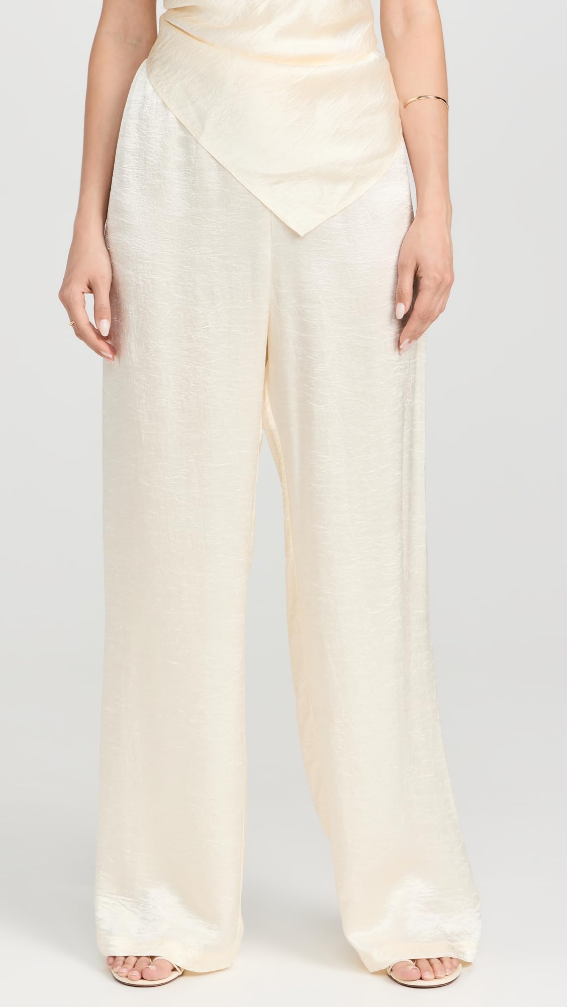 Enza Costa Women's Textured Satin Pants - Comfortable High-Waisted Lounge Pants for Yoga, Travel & Home Relaxation