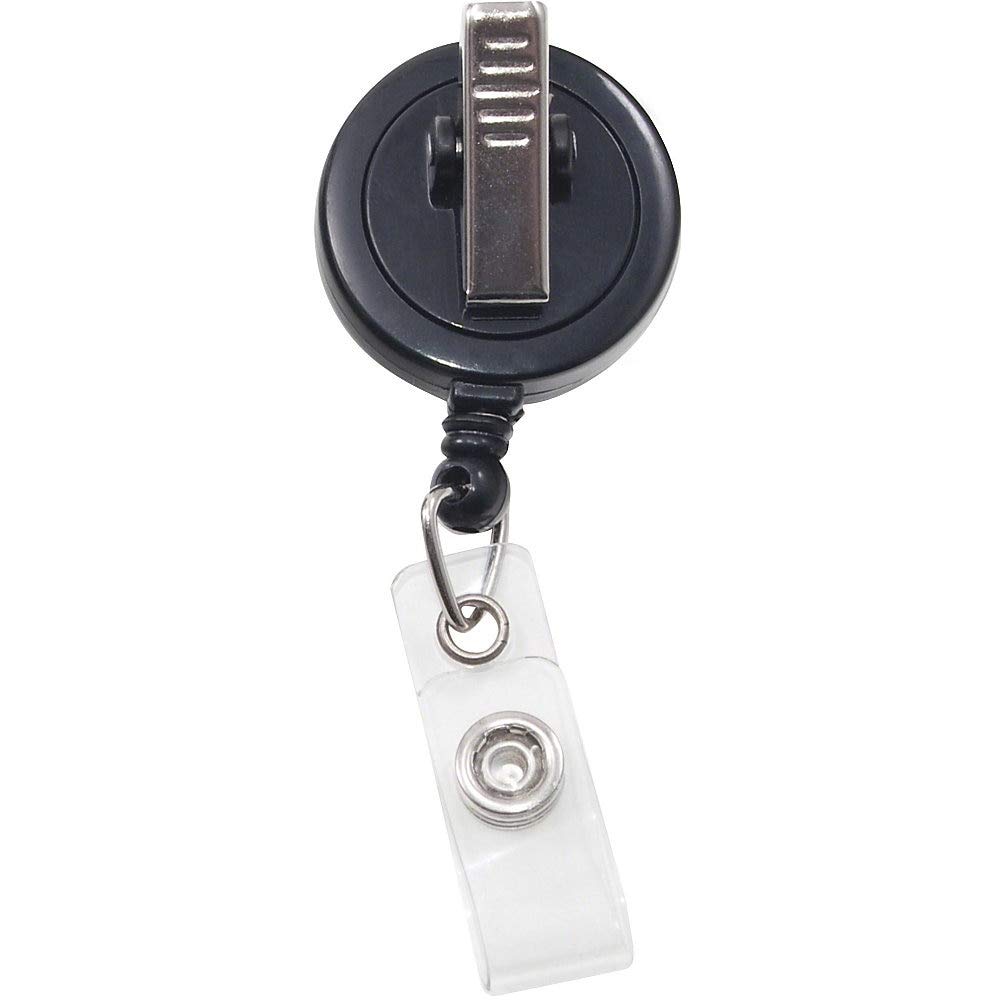 ADVANTUS Swivel-Back Clip-On Retractable ID Badge Reels with Holder, 30-Inch Nylon Cord, 12-Pack Black (75548) - Perfect for Office, Security, Hospital & Event Staff Identification