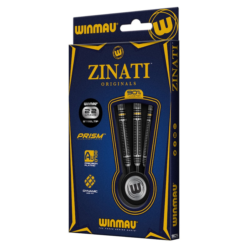 Winmau Zinati 90% Tungsten Steel Tip Darts 22g - Professional Darts for Tournaments & Home Play