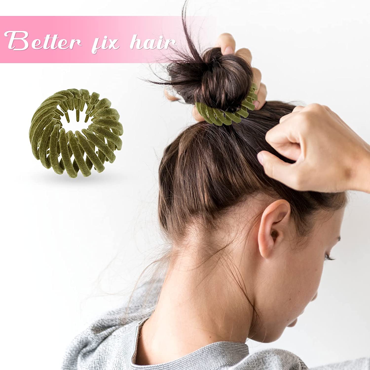 ASG Velvet Hair Clips for Women - 2 Pack Hair Bun Maker & Expandable Ponytail Holder, Soft Bird Nest Hair Accessories for Thick Hair - Perfect for Updos, Ponytails & Everyday Hairstyles