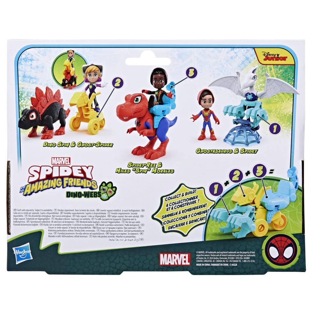 Marvel Spidey and His Amazing Friends 4-inch Action Figure Set - Spidey-Rex & Miles Morales | Collectible Spider-Man Toys for Kids | Perfect for Playtime, Birthday Gifts & Superhero Adventures