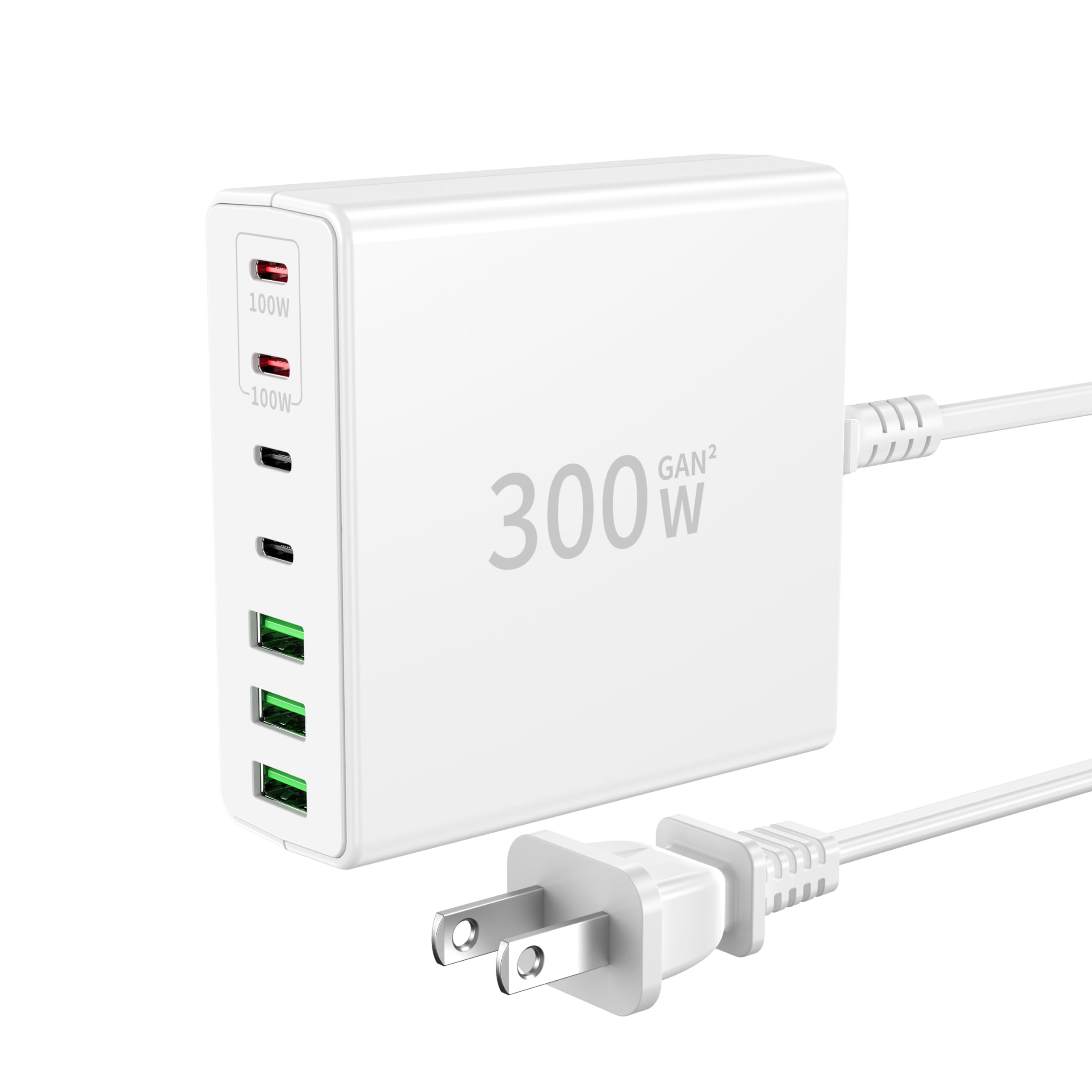 300W USB C Fast Charger Block - 7 Port Fast Charging Station with Dual PD PPS 100W for iPhone 15/14/Pro Max/12, Galaxy Note23, MacBook Pro/Air, iPad, Dell, HP, Surface Laptops | Perfect for Home, Office & Travel (White)