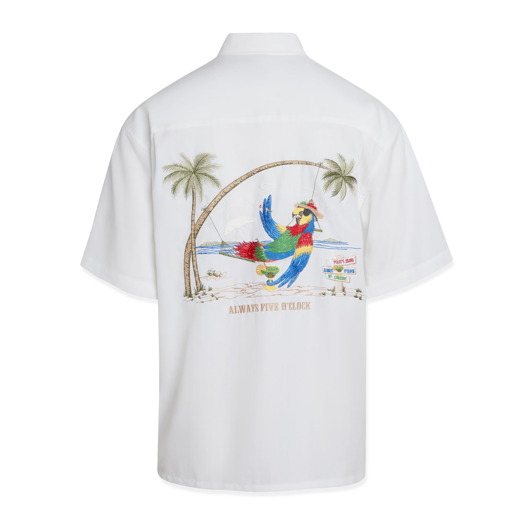 Bamboo Cay Men's Short Sleeve Casual Embroidered Button Up Shirt - Always 5 O'Clock Style - Perfect for Beach Outings, Summer Parties & Casual Office Wear