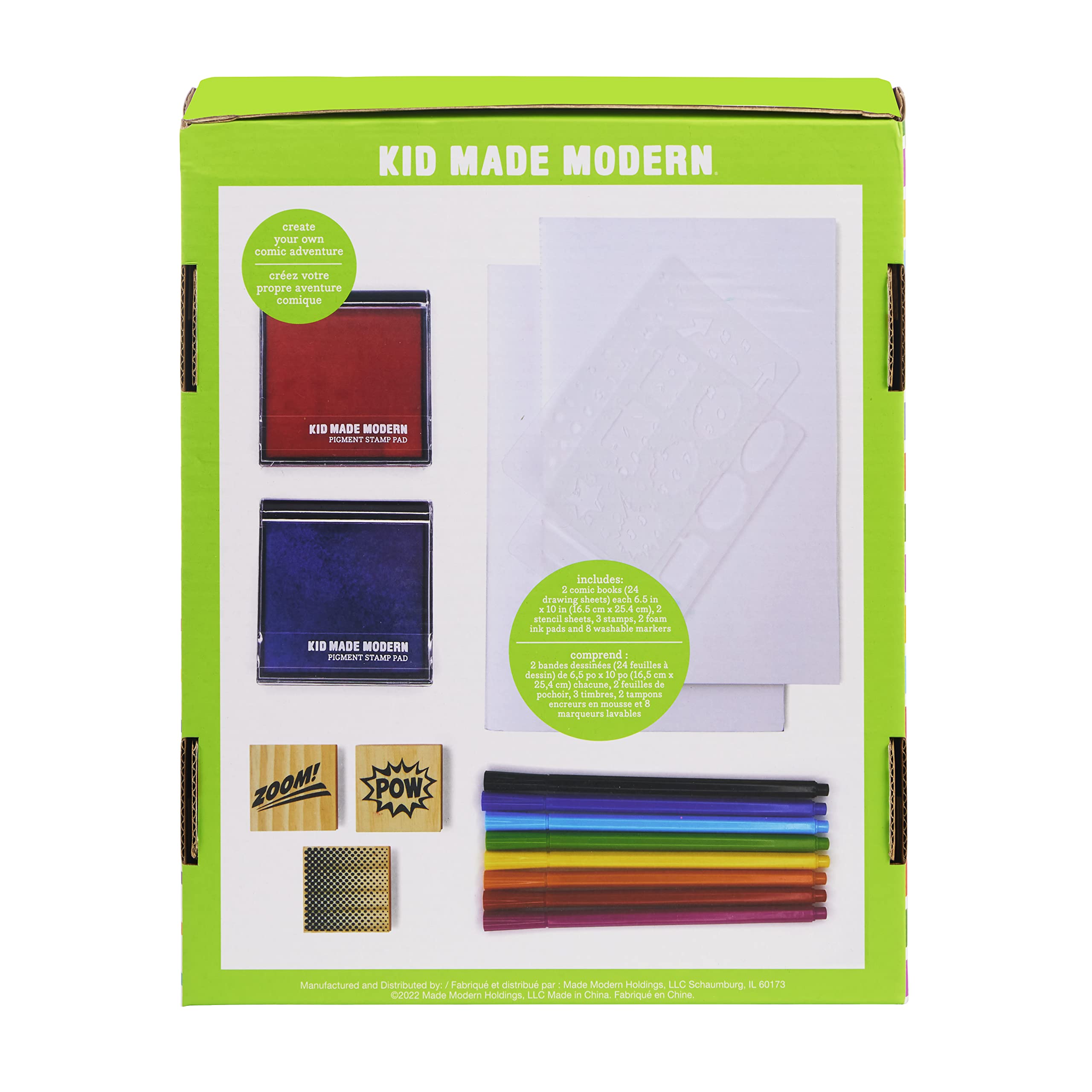 KID MADE MODERN Comic Book Kit - Creative Art Set for Kids with Blank Comic Book Pages & Stickers - Perfect for Storytelling, Drawing & DIY Projects at Home or School
