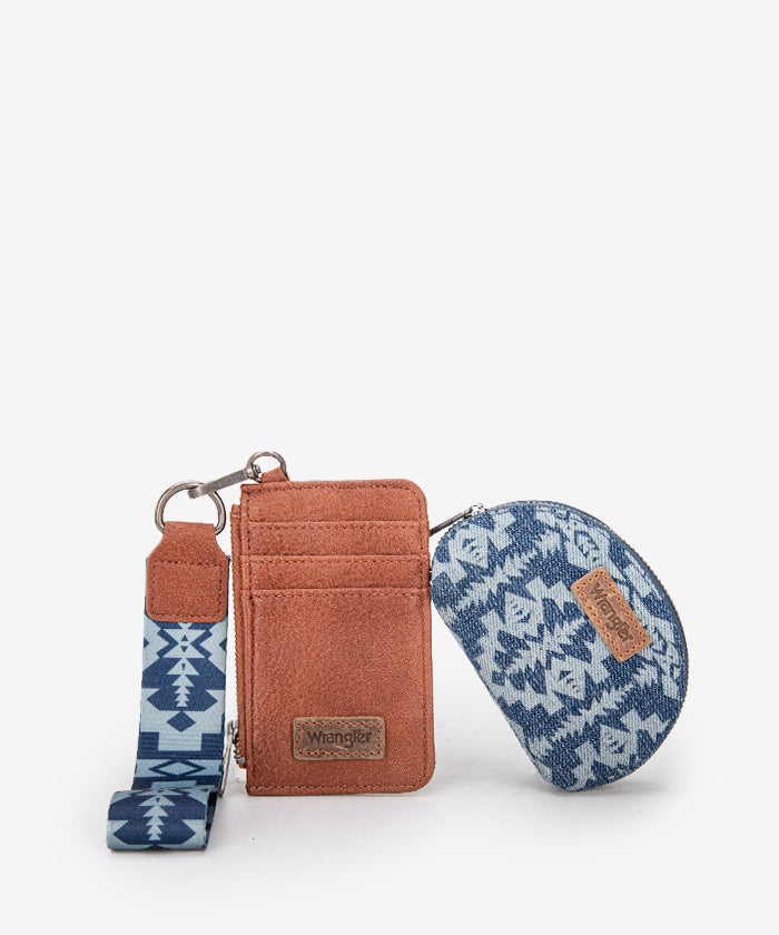 Wrangler Aztec Print Keychain Card Holder - Stylish & Durable Wallet for Credit Cards, ID, and Cash - Perfect for Travel, Shopping, and Everyday Use