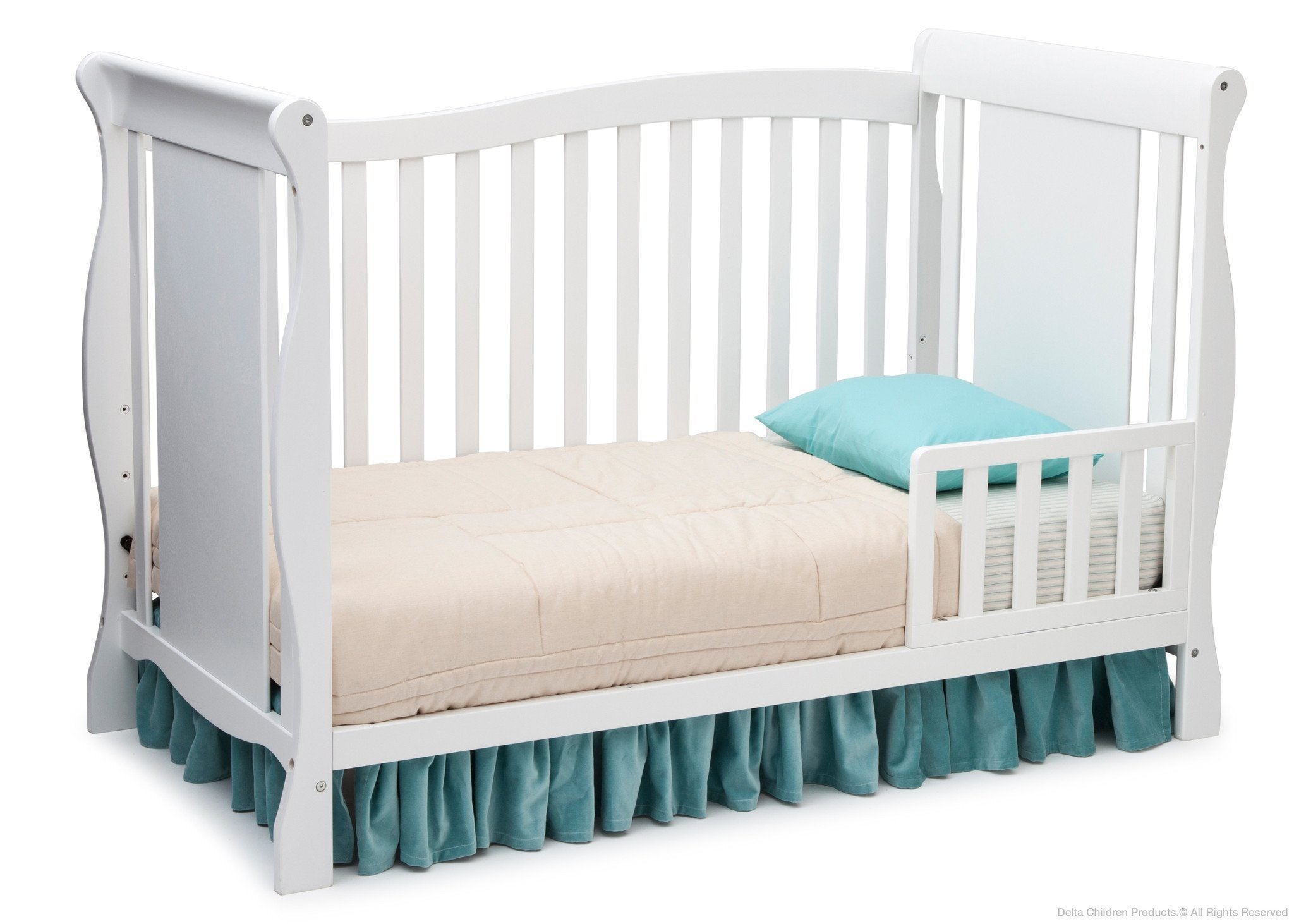Brookside 4-in-1 Convertible Baby Crib - White Nursery Furniture for Newborn to Toddler Bed | Perfect for Modern Nursery, Bedroom & Daycare Use
