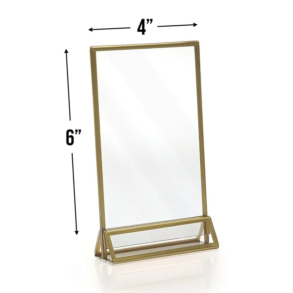 Fun Express Gold Trim Clear Glass Picture Frames Set of 6 - Elegant Home Decor for Wall Display, Tabletop Photos, and Office Decorations - Perfect for Family Portraits, Wedding Pictures, and Artwork Showcase
