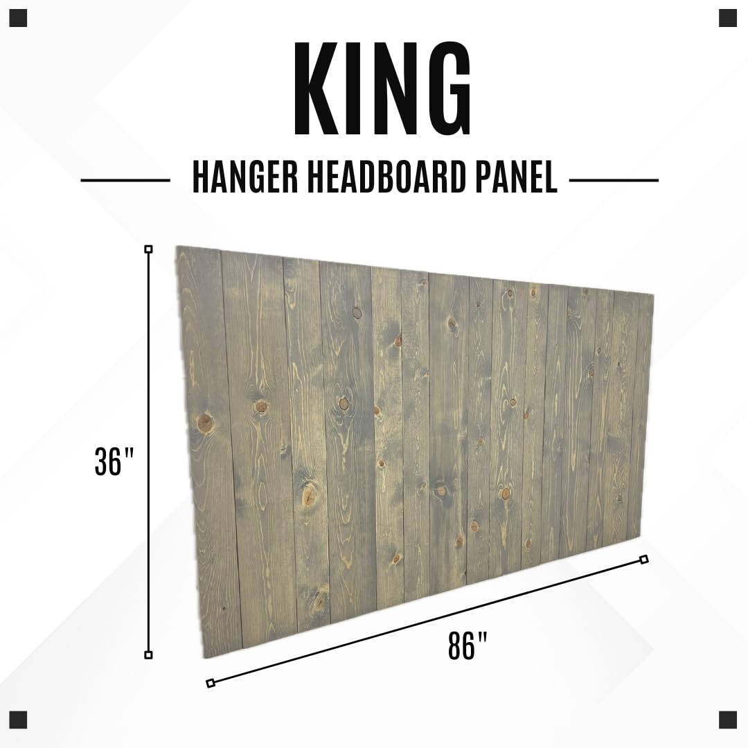 Solid Wood Headboard King Size - Gray Fog Oil Finish with Smooth Natural Wood Grain, Wall-Mounted Adjustable Height Panel - Rustic Coastal Bedroom Decor for Master Suite & Guest Rooms - Durable Built-to-Last Headboard for Bedroom Makeover