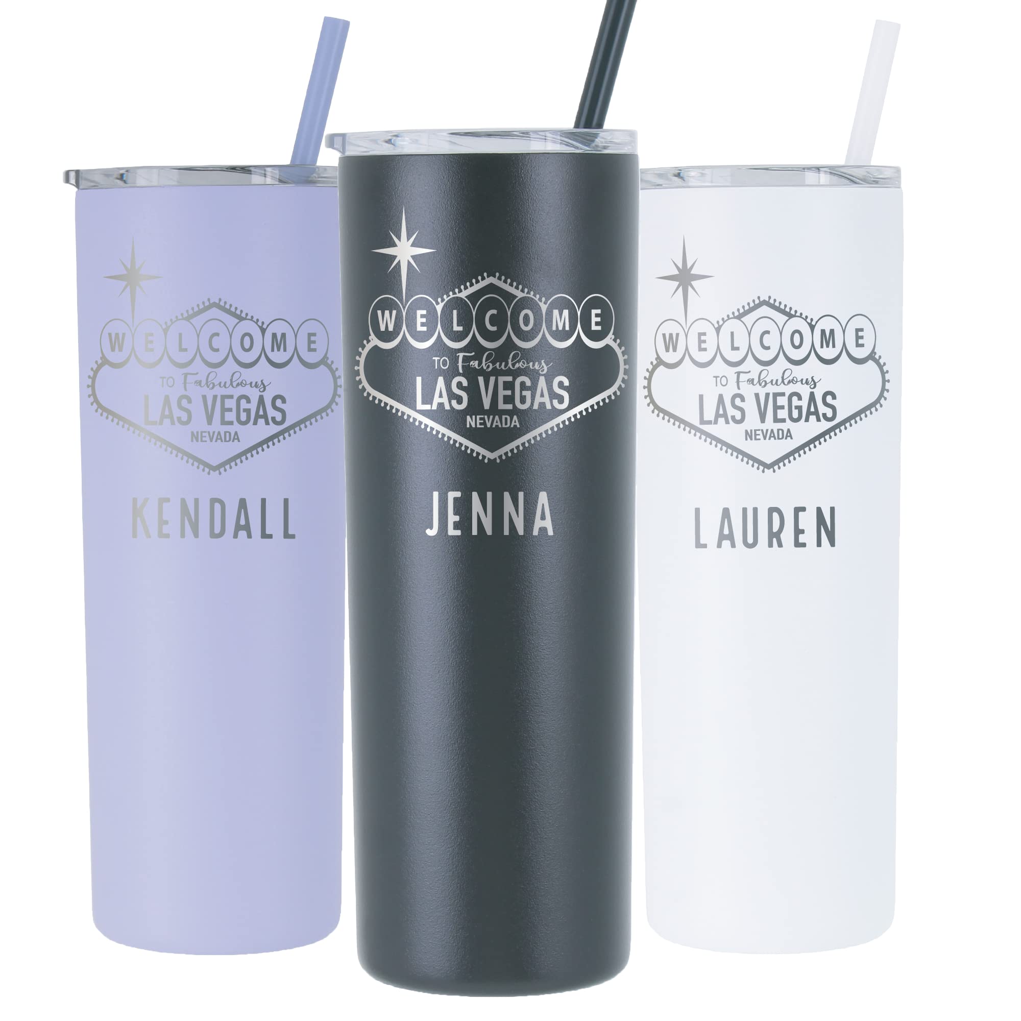 AVITO Personalized Las Vegas 20oz Stainless Steel Tumbler - Custom Laser Engraved Vacuum Insulated Coffee Cup - Perfect for Bachelorette Parties, Girls Trips & Travel - Keeps Drinks Hot/Cold for Hours