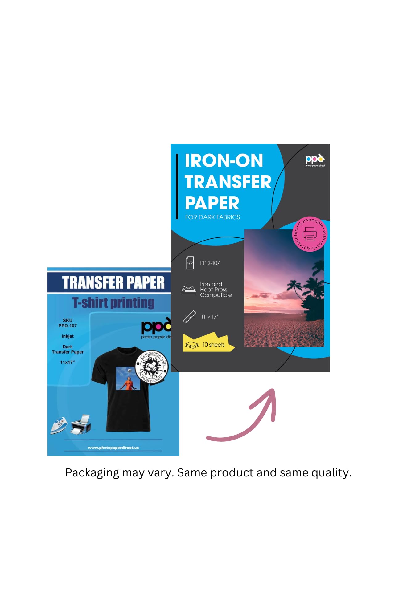 Premium PPD Iron-On Transfer Paper for Dark Fabric - Inkjet Printer Compatible, 11x17 Inches, Custom T-Shirt Heat Transfer Sheets - Durable, Flexible & Machine Washable (10 Sheets) - Perfect for DIY T-Shirts, Hoodies, Bags & Personalized Gifts