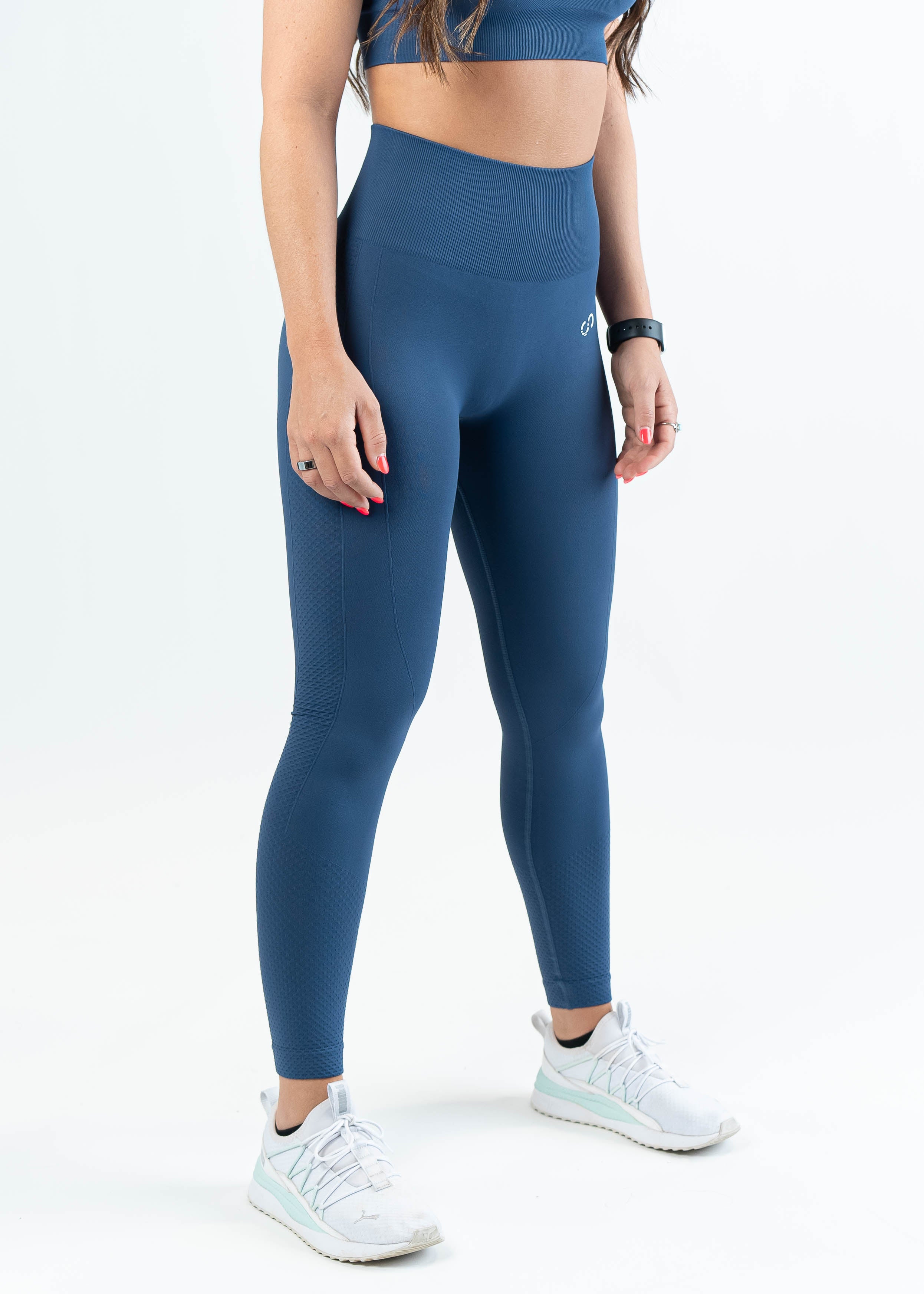 Contour Seamless Leggings for Women - High Waist Yoga Pants, Deep Blue - Perfect for Workout, Yoga, Running & Lounge Wear