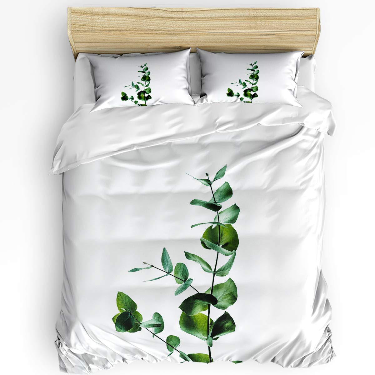 3-Piece Green Leaves Comforter Set with Duvet Cover & Pillowcases - Soft Bedding for Kids, Teens & Adults - Twin Size Artistic Botanical Design - Perfect for Bedrooms, Dorms & Guest Rooms