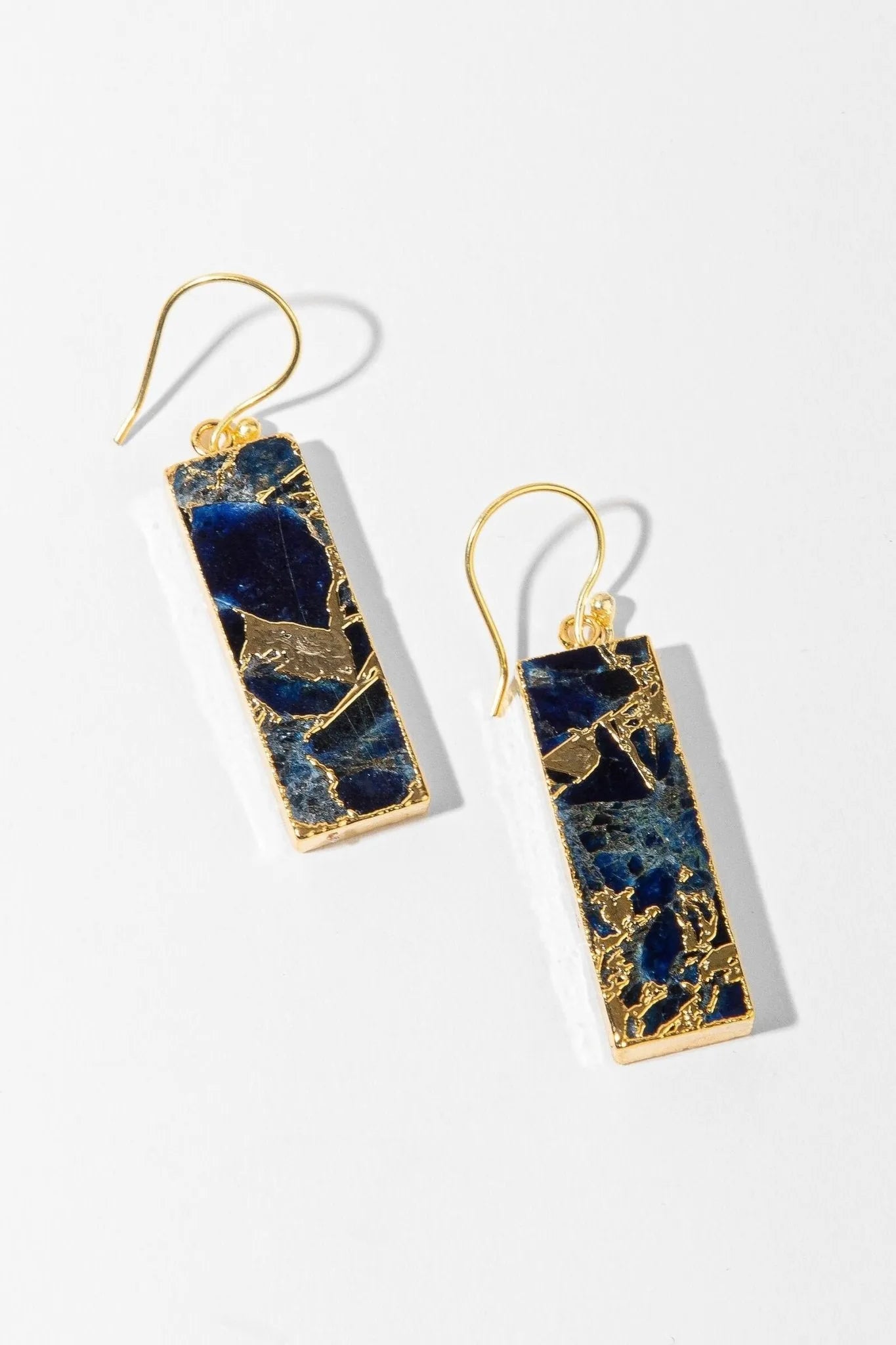 Gemstone Rectangle Mojave Earrings for Women - Elegant Boho Dangle Earrings with Natural Stones - Perfect for Parties, Weddings & Everyday Wear