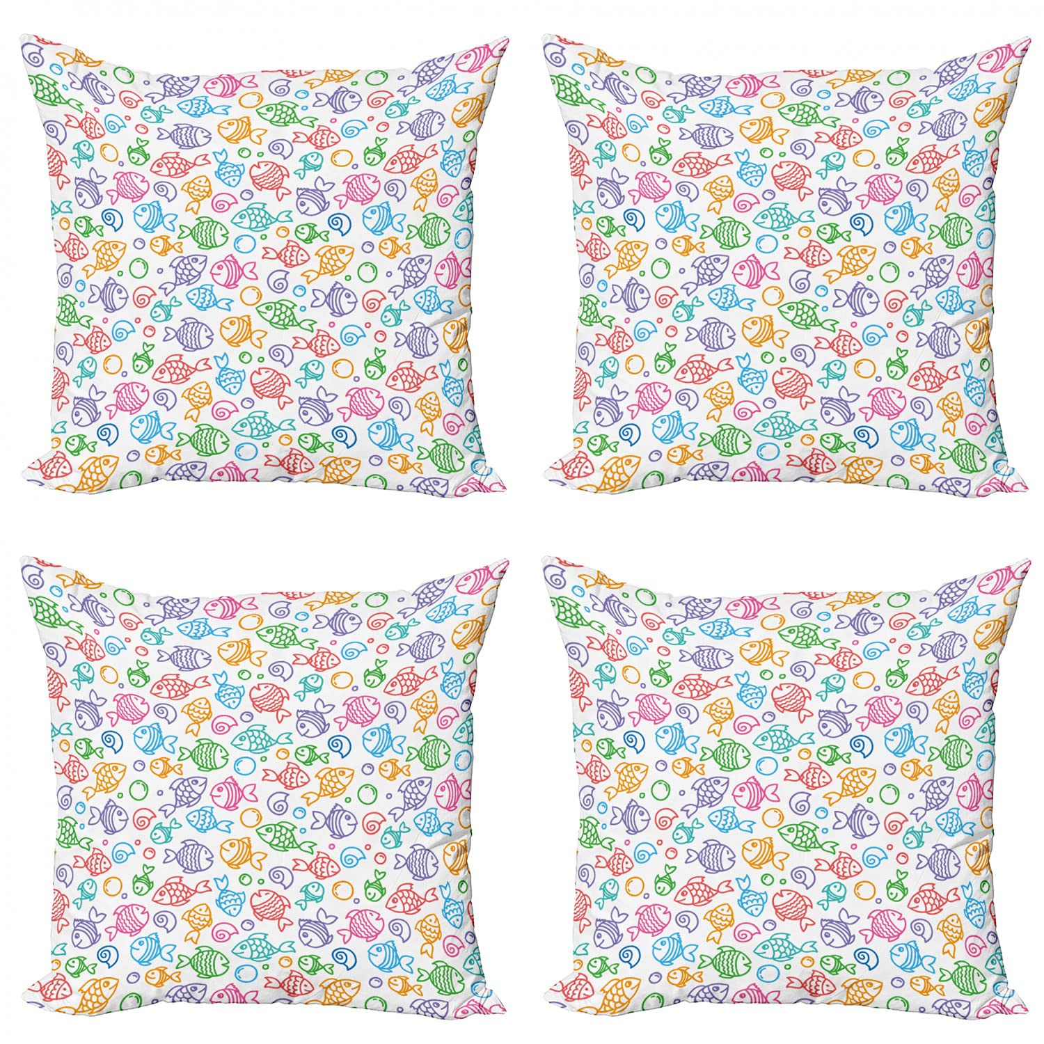Ambesonne 4-Pack Fish Throw Pillow Covers - 20