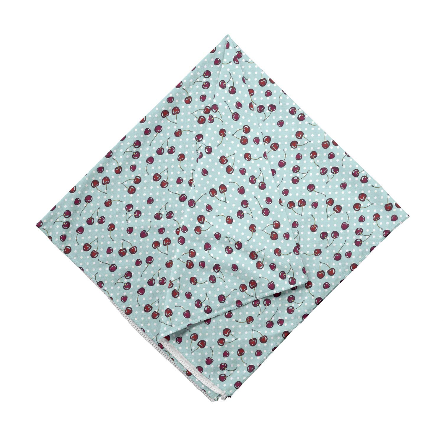 Ambesonne Cherry Bandana - Vintage Fruit Print on Polka Dots, Unisex Head Scarf & Neck Tie for Summer Outfits, Music Festivals & Outdoor Activities