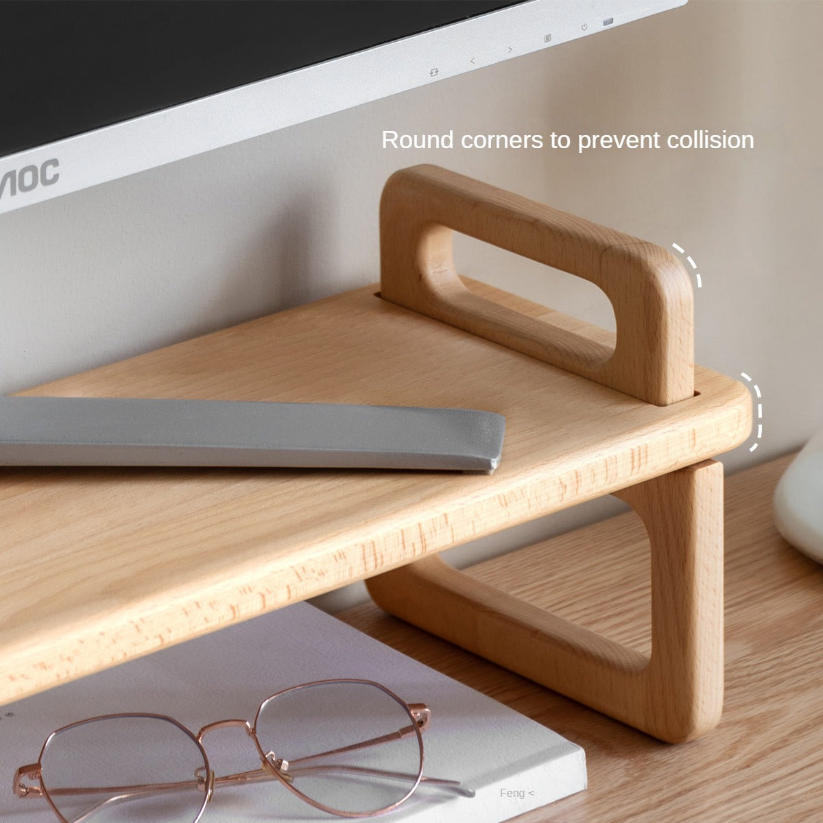 Solid Wood Shelf - Beech & Acacia Desktop Storage Rack for Home Office, Kitchen, Bathroom Organization